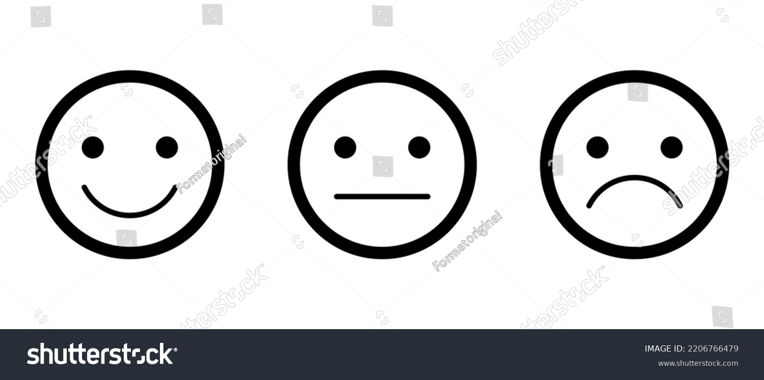 Emoticons Set Happy Smile Sad Unhappy Stock Vector (Royalty Free ...