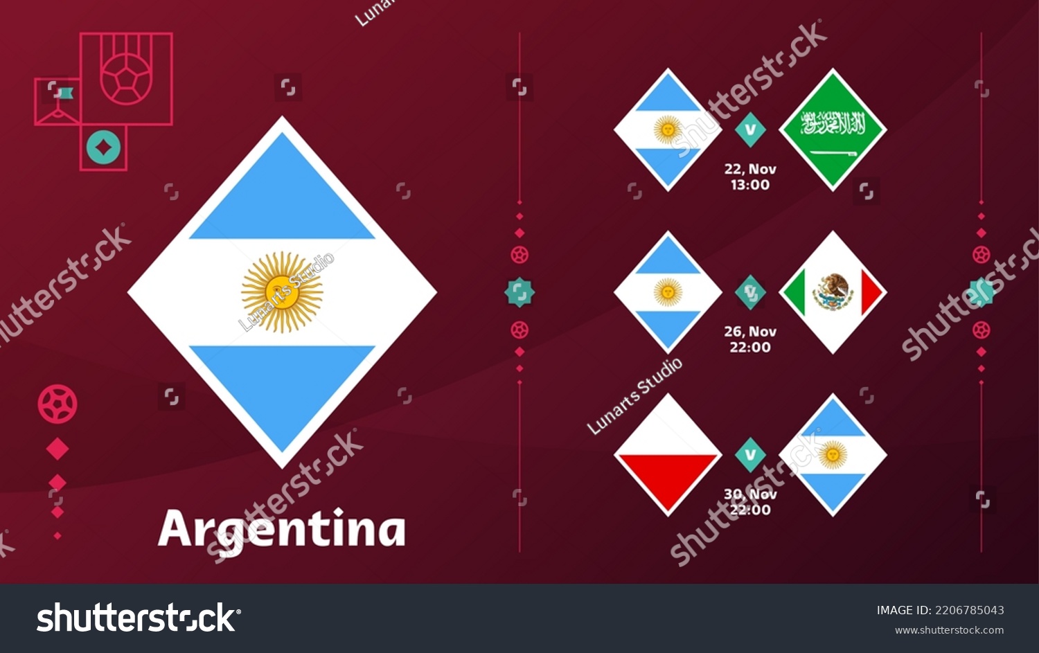 Argentina National Team Schedule Matches Final Stock Vector (Royalty