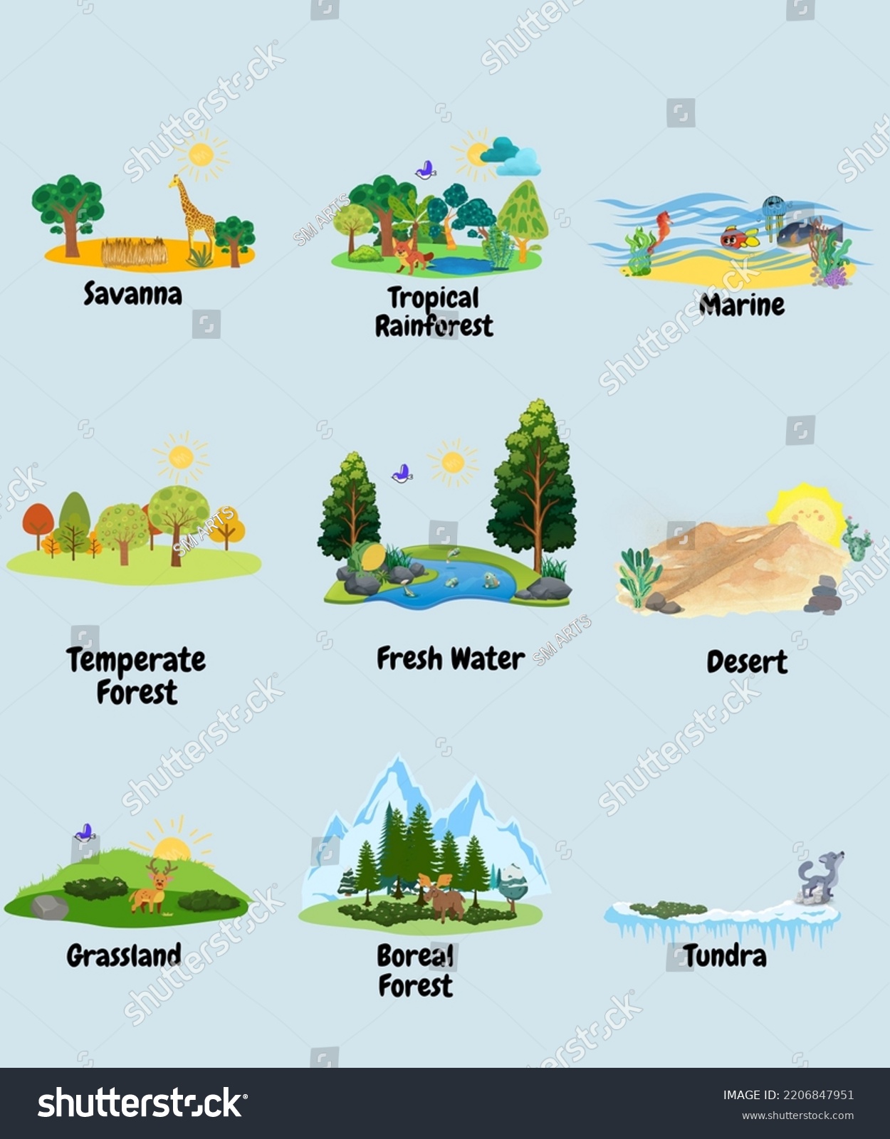 9 Different Biomes On Earth Stock Illustration 2206847951 | Shutterstock