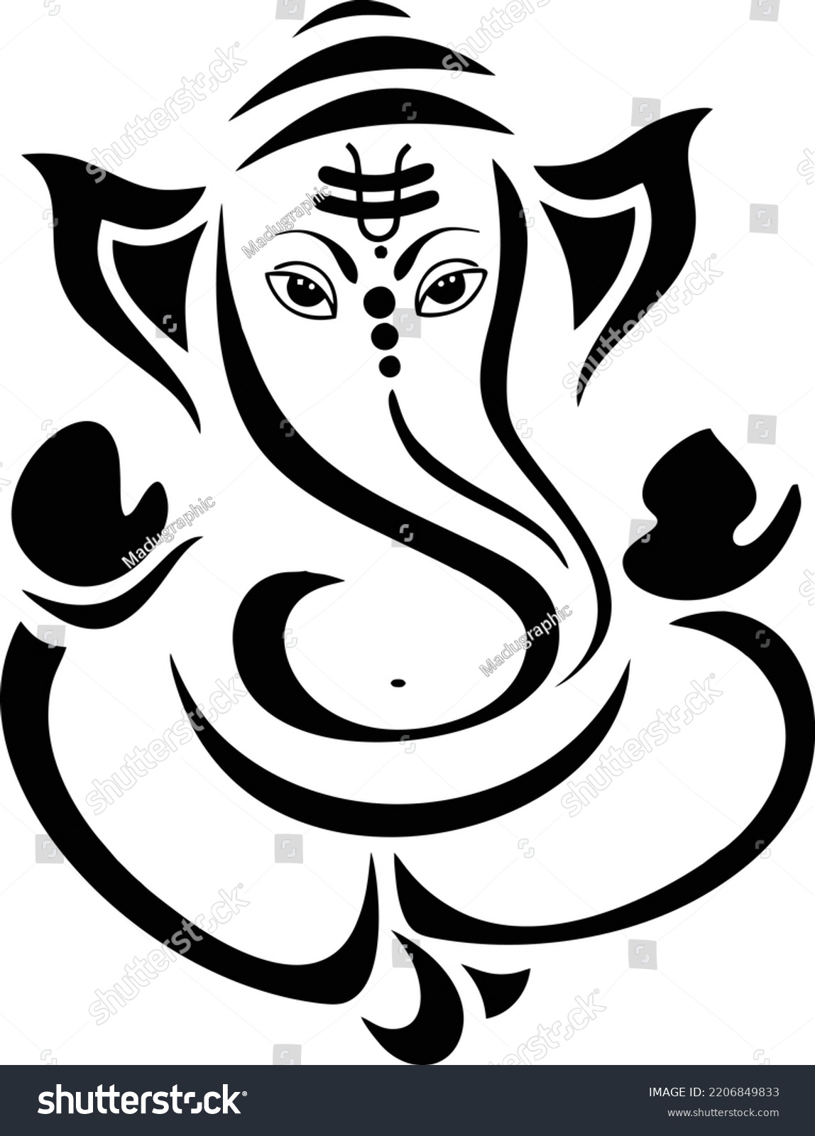 Hindu Ganesh Lord Vector Cartoon Drawing Stock Vector (Royalty Free ...