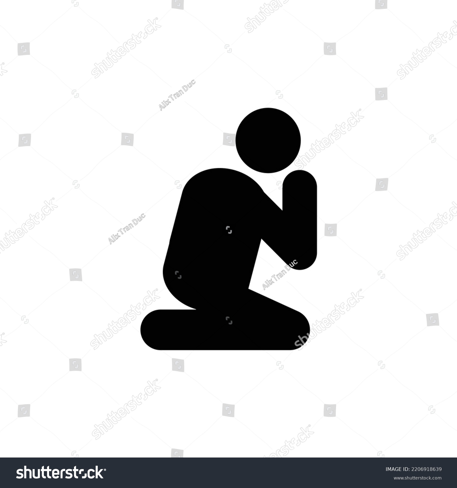 Religious Man Praying On Knees Icon Stock Vector (Royalty Free ...