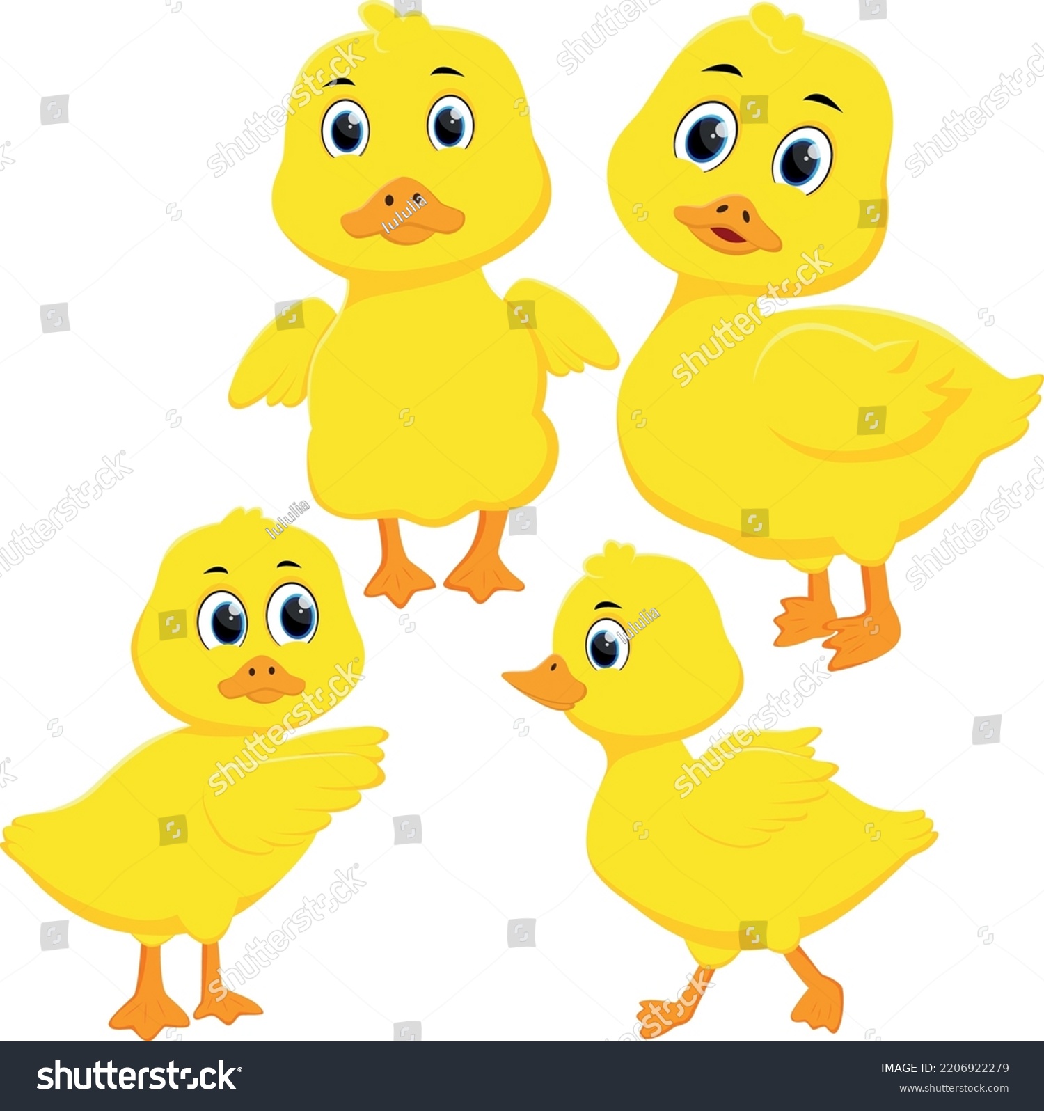 Happy Duck Cartoon Isolated On White Stock Vector (royalty Free 