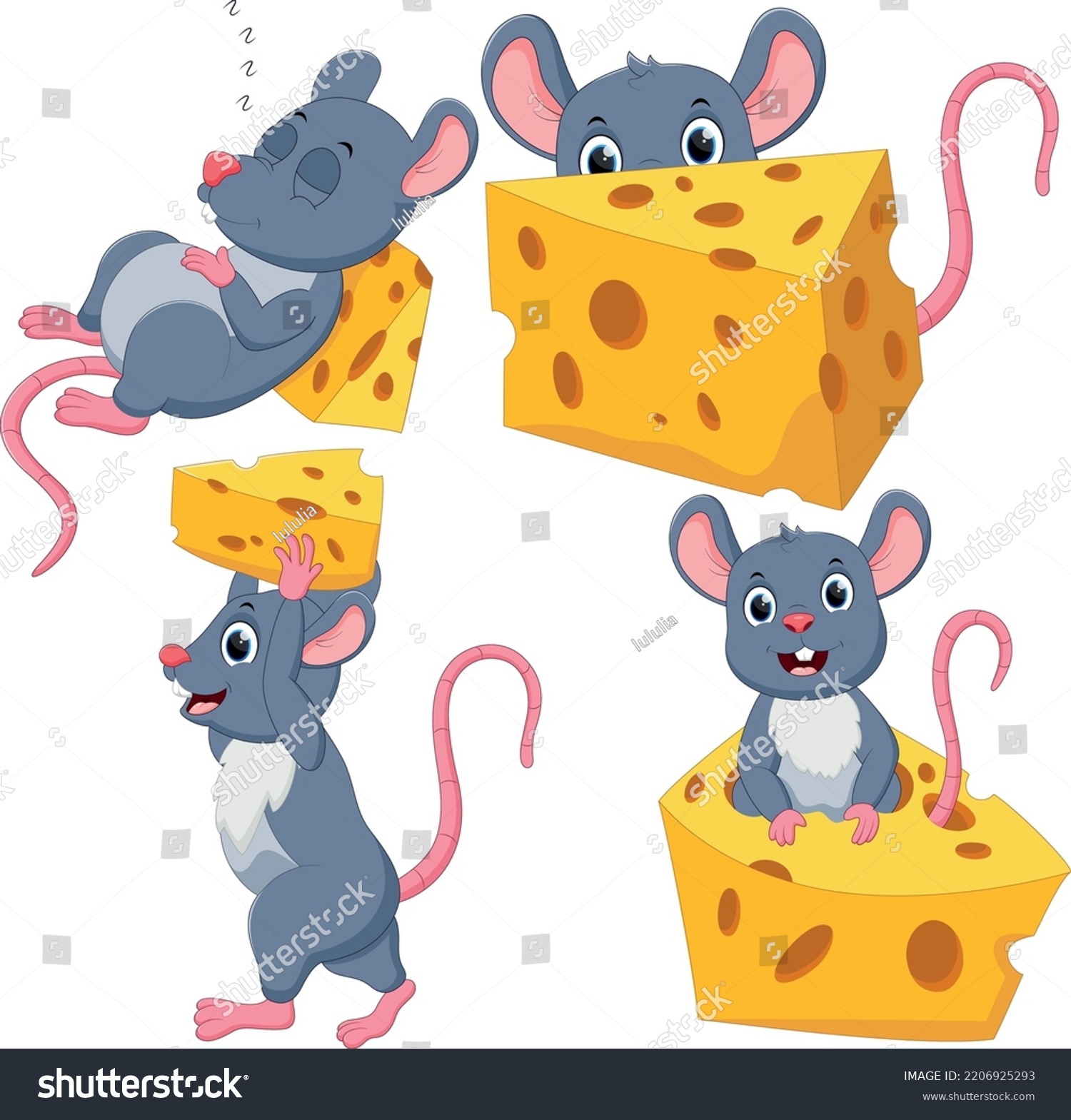 Happy Mouse Cartoon Set Isolated On Stock Vector (Royalty Free ...