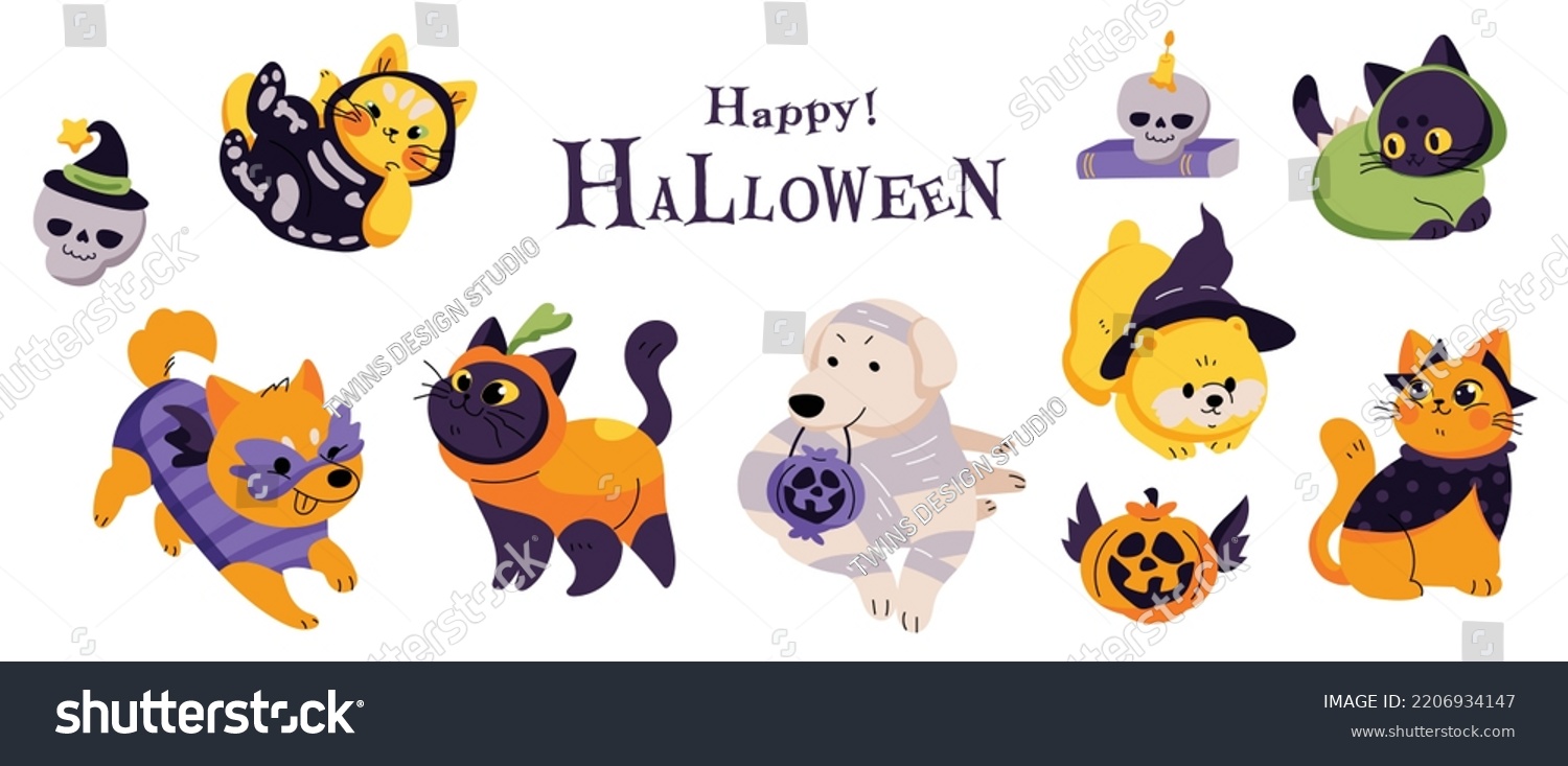 Happy Halloween Day Lovey Pet Vector Stock Vector (Royalty Free ...