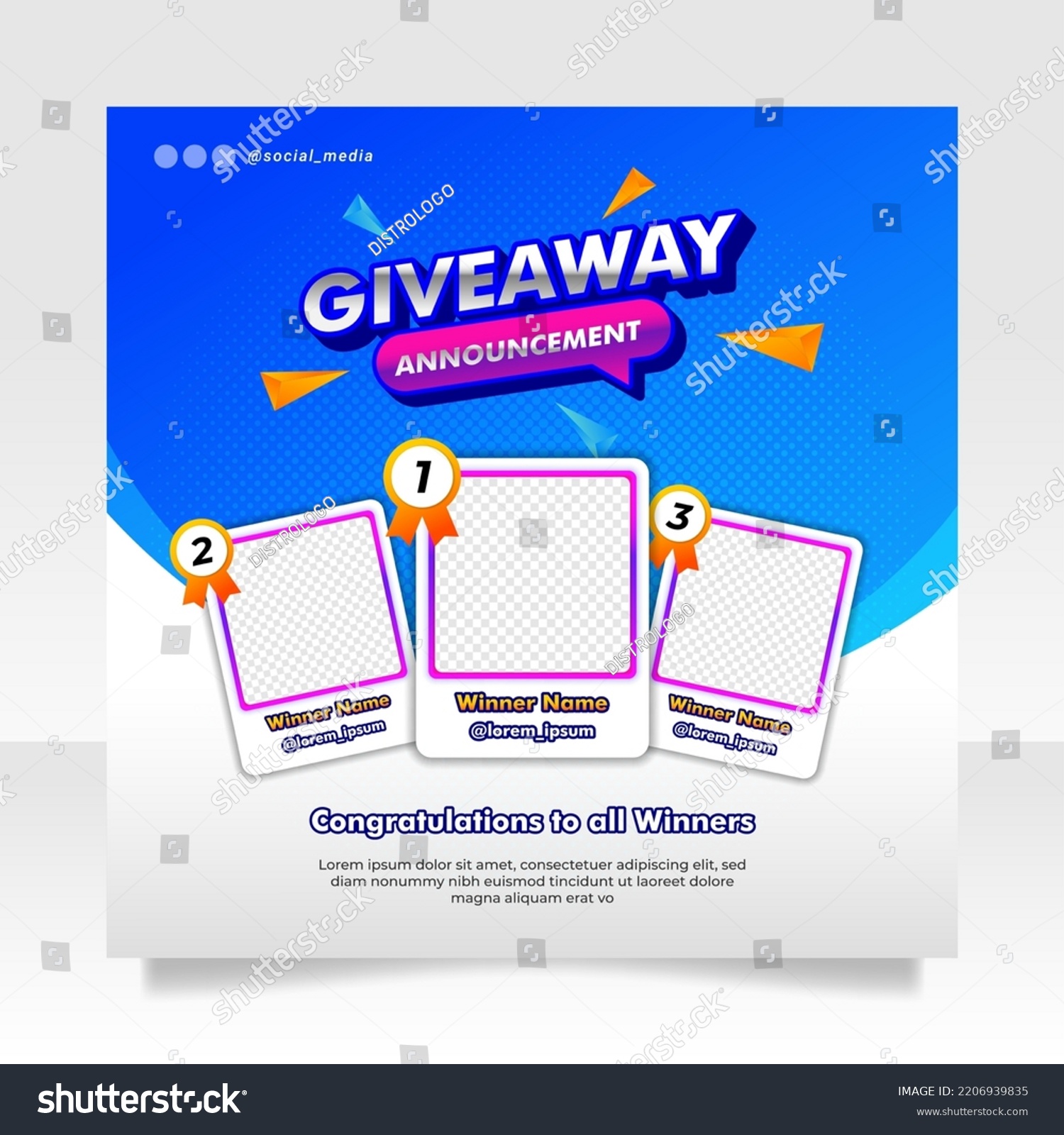 Giveaway Winner Announcement Social Media Post Stock Vector (Royalty ...