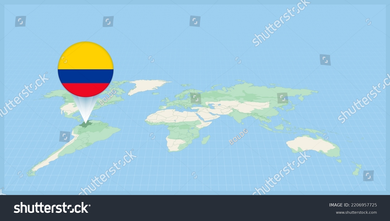 Location Colombia On World Map Marked Stock Vector Royalty Free Stock Vector Location Of Colombia On The World Map Marked With Colombia Flag Pin Cartographic Vector 2206957725