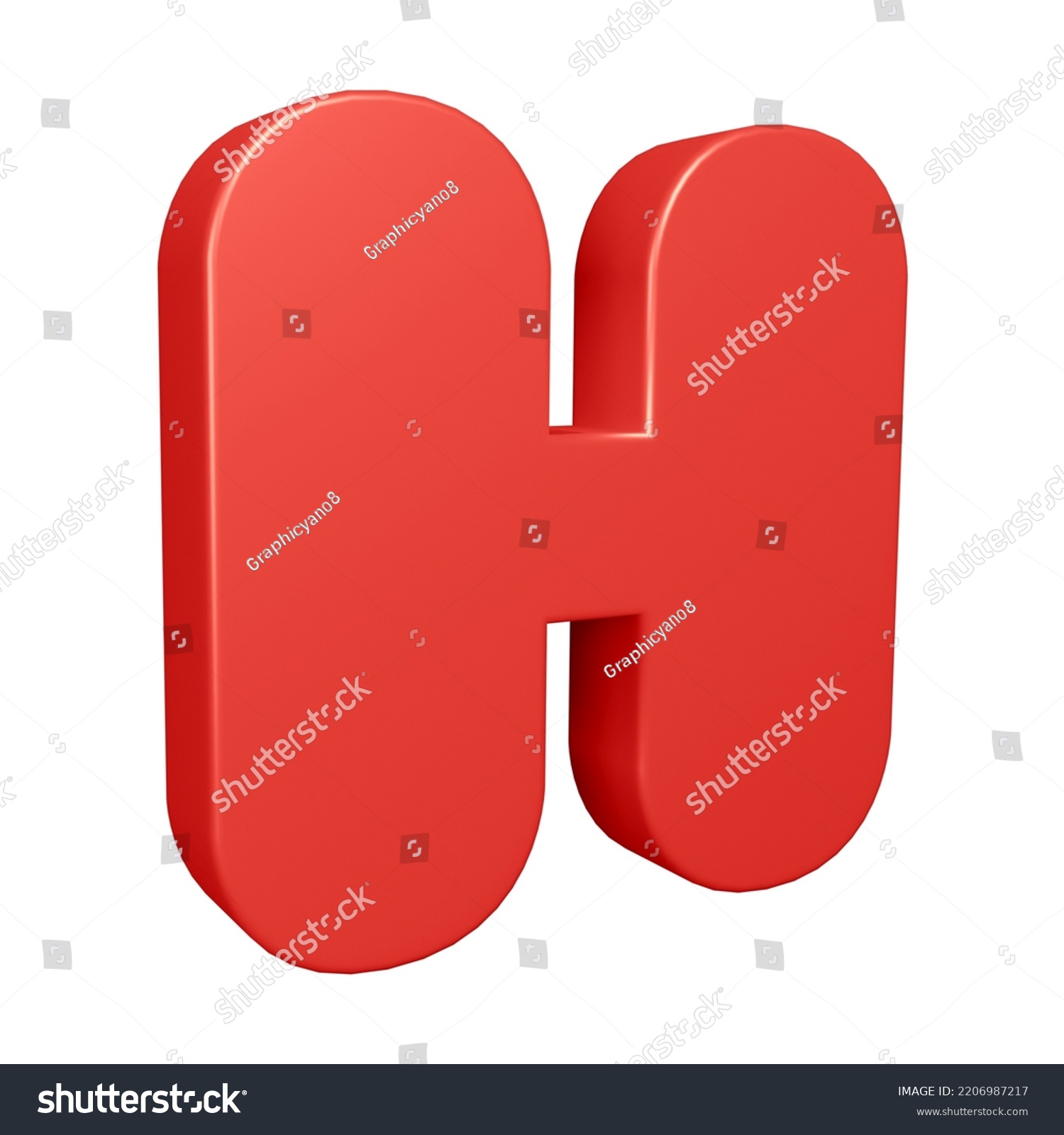 Red Letter H 3d Render Isolated Stock Illustration 2206987217 ...