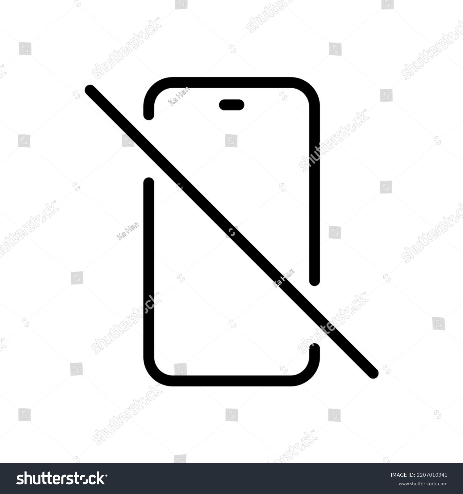 No Mobile Phone Icon Vector Line Stock Vector (Royalty Free) 2207010341 ...