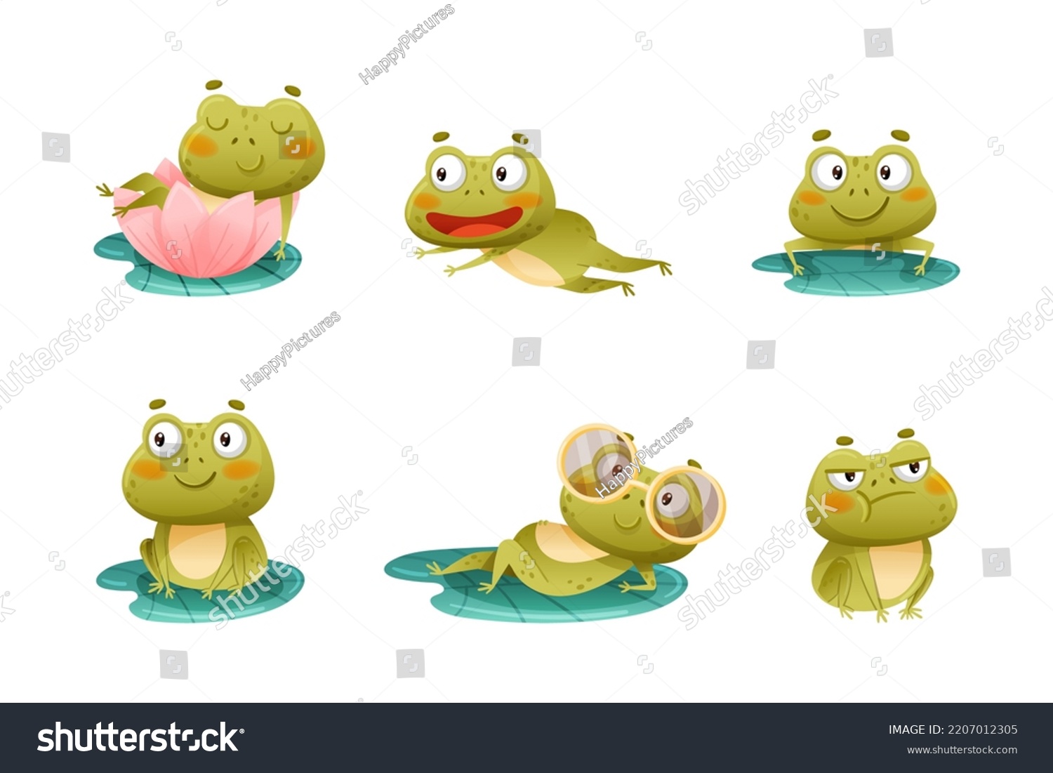 Cute Green Frog Toad Character Engaged Stock Vector (Royalty Free ...