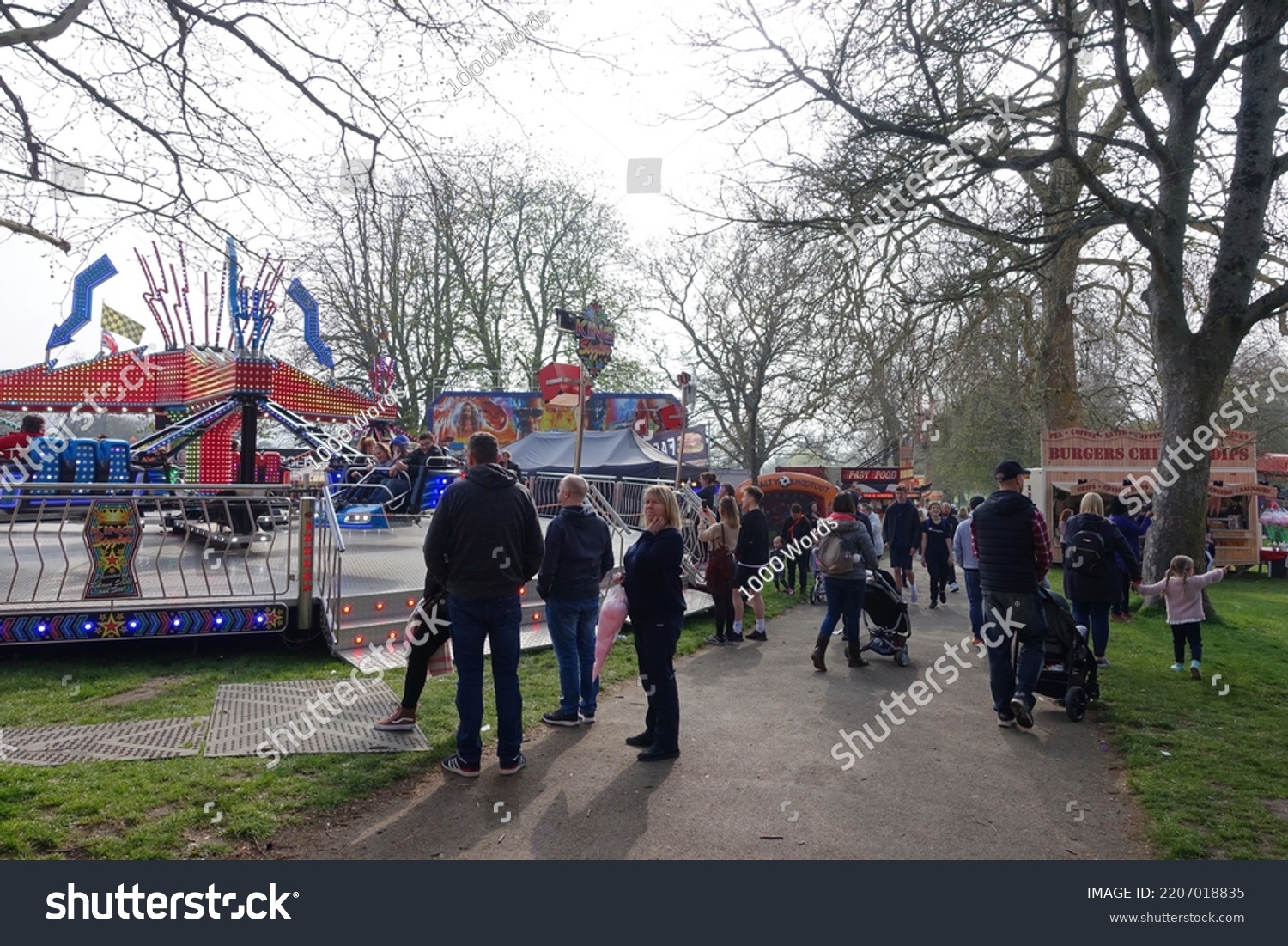 People Visit Travelling Funfair Royal Victoria Stock Photo 2207018835