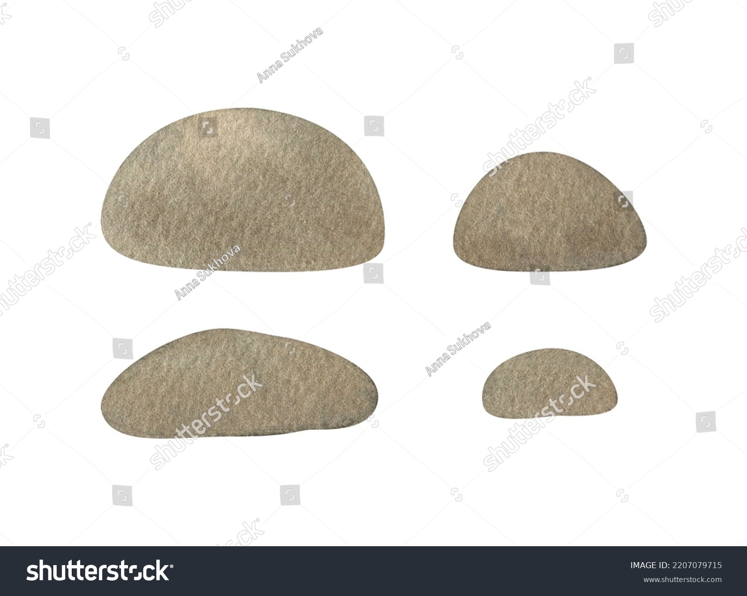 Set Watercolor Clipart Gray Stones Isolated Stock Illustration ...