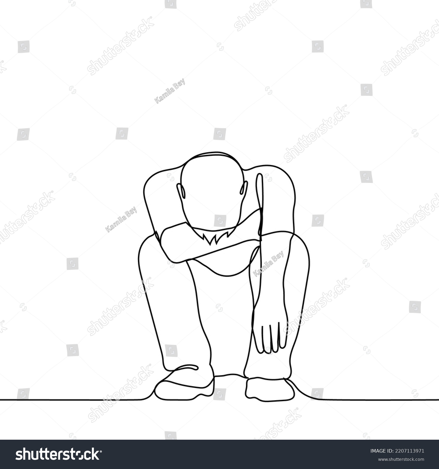 Man Squatting His Head Down Covering Stock Vector (Royalty Free ...