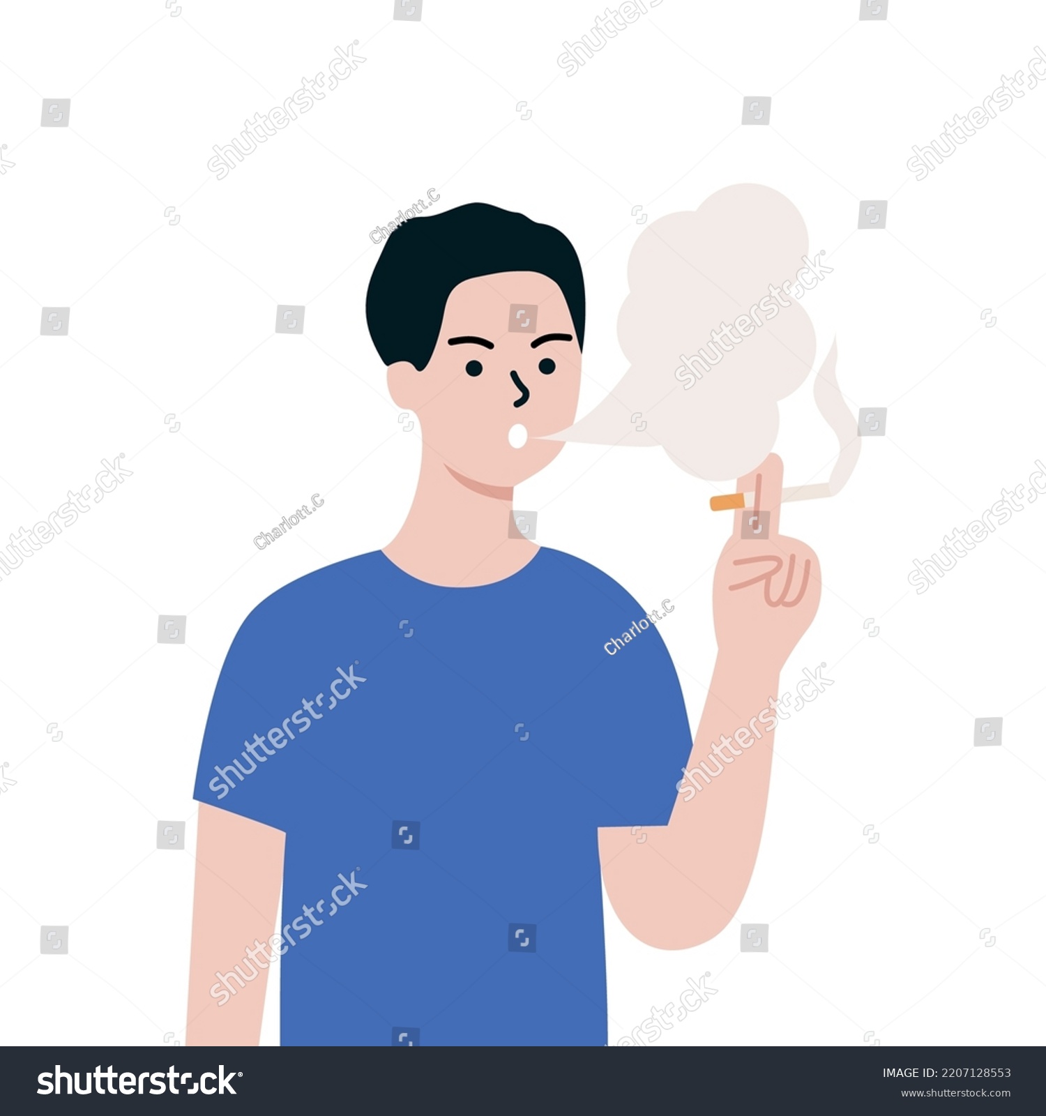 Man Smoking Cigarette Tobacco Smoke Breathed Stock Vector (Royalty Free ...