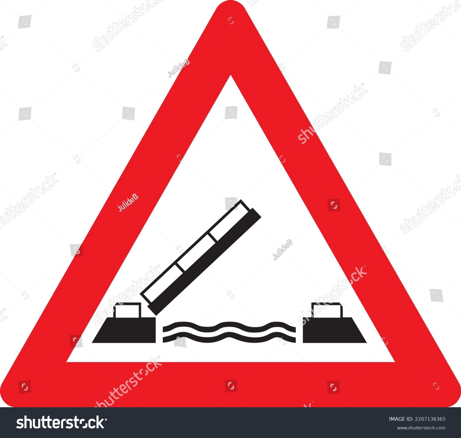 Movable Bridge Warning Vector Traffic Sign Stock Vector (Royalty Free ...