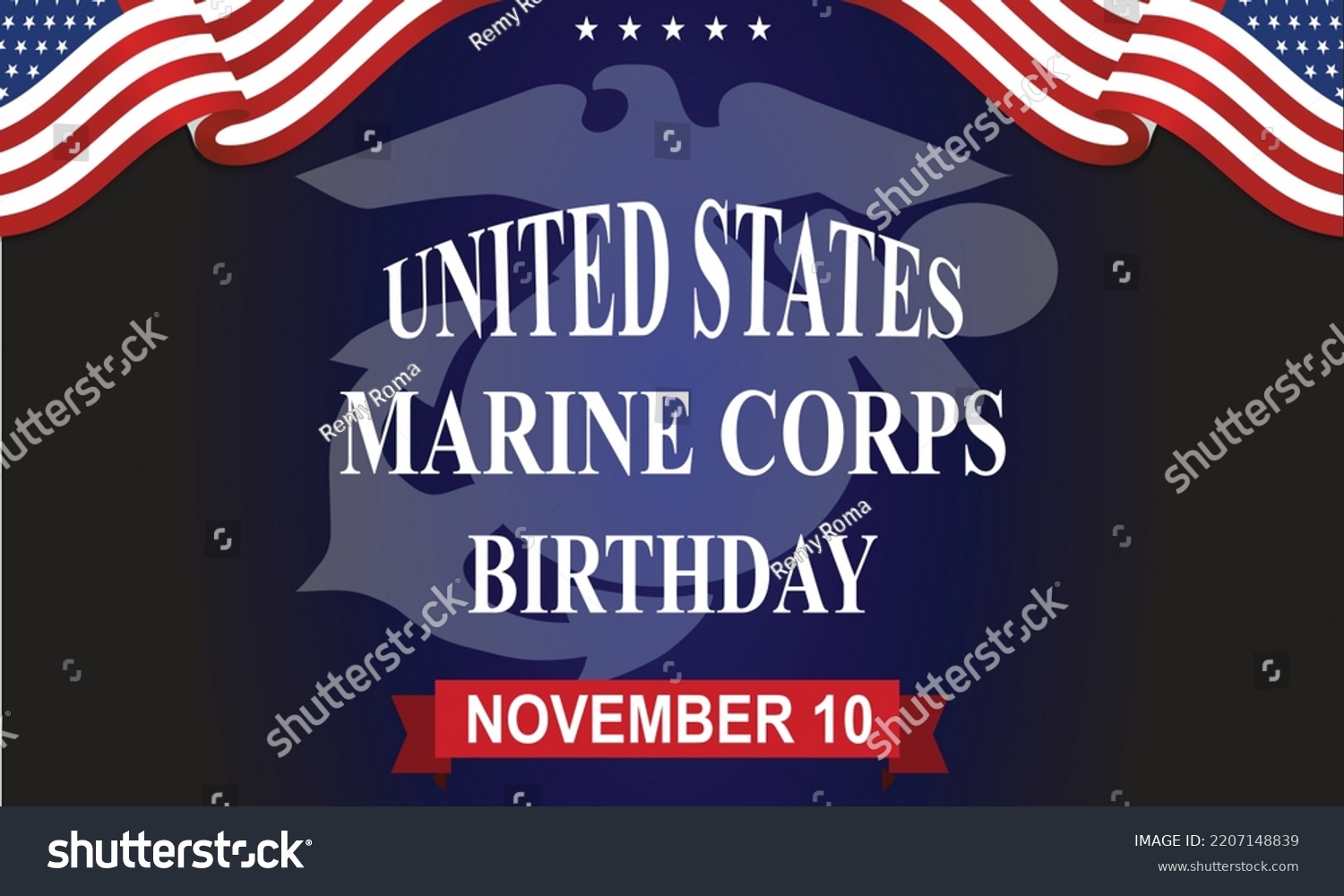 Happy Birthday United States Marine Corps Stock Vector (Royalty Free