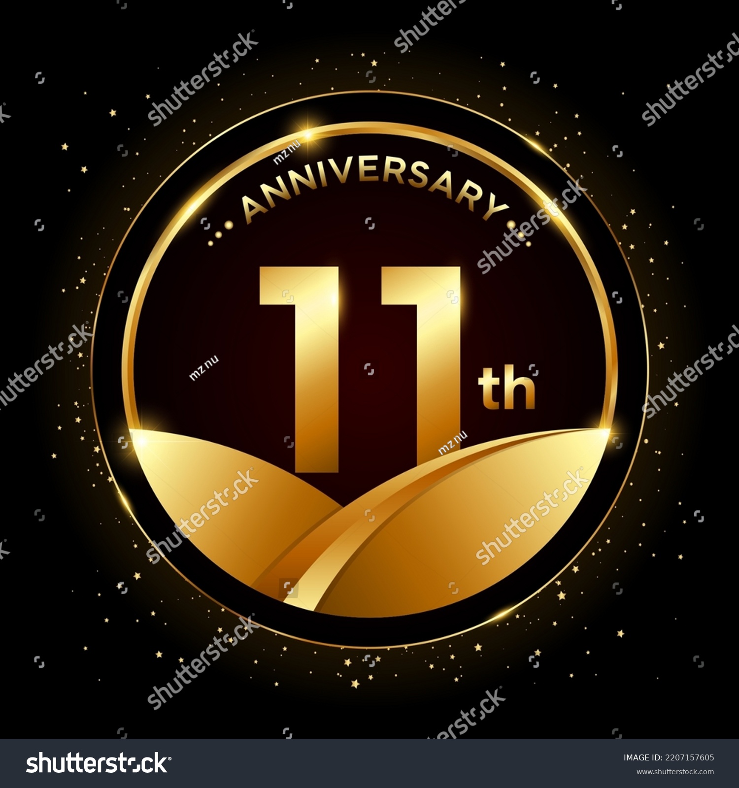 11th Anniversary Golden Anniversary Template Design Stock Vector ...