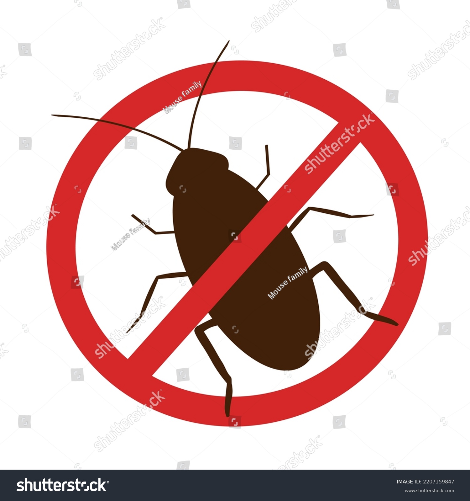 Silhouette Cockroach Prohibition Sign Icon Insect Stock Vector (royalty 