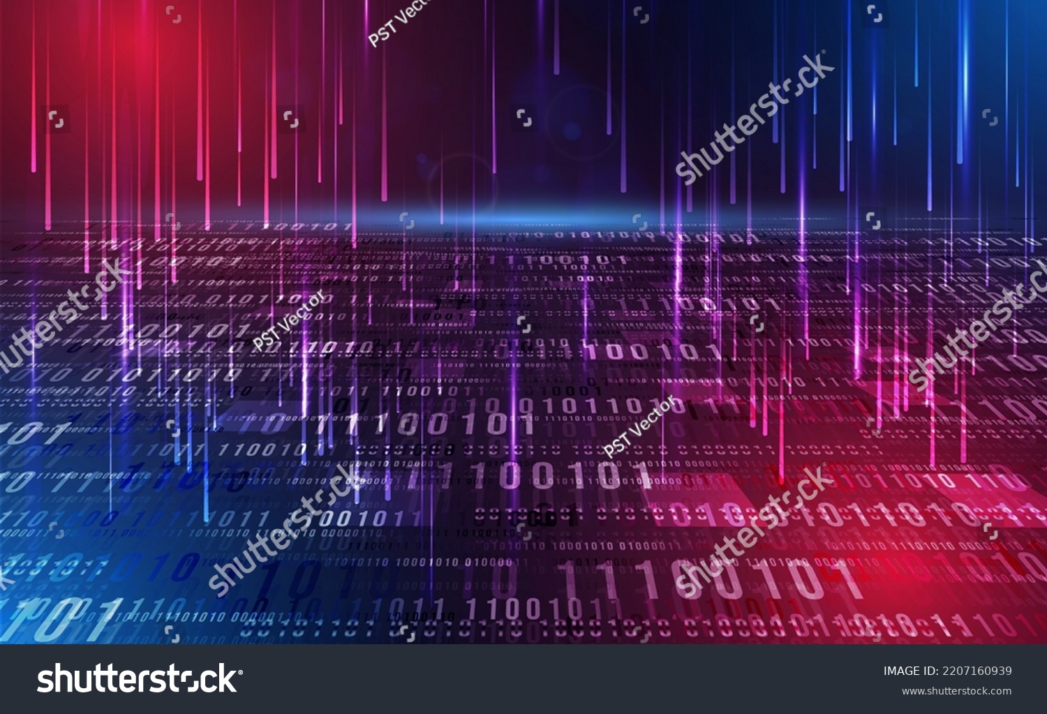 Digital Technology Binary Code Blue Background Stock Vector (Royalty ...