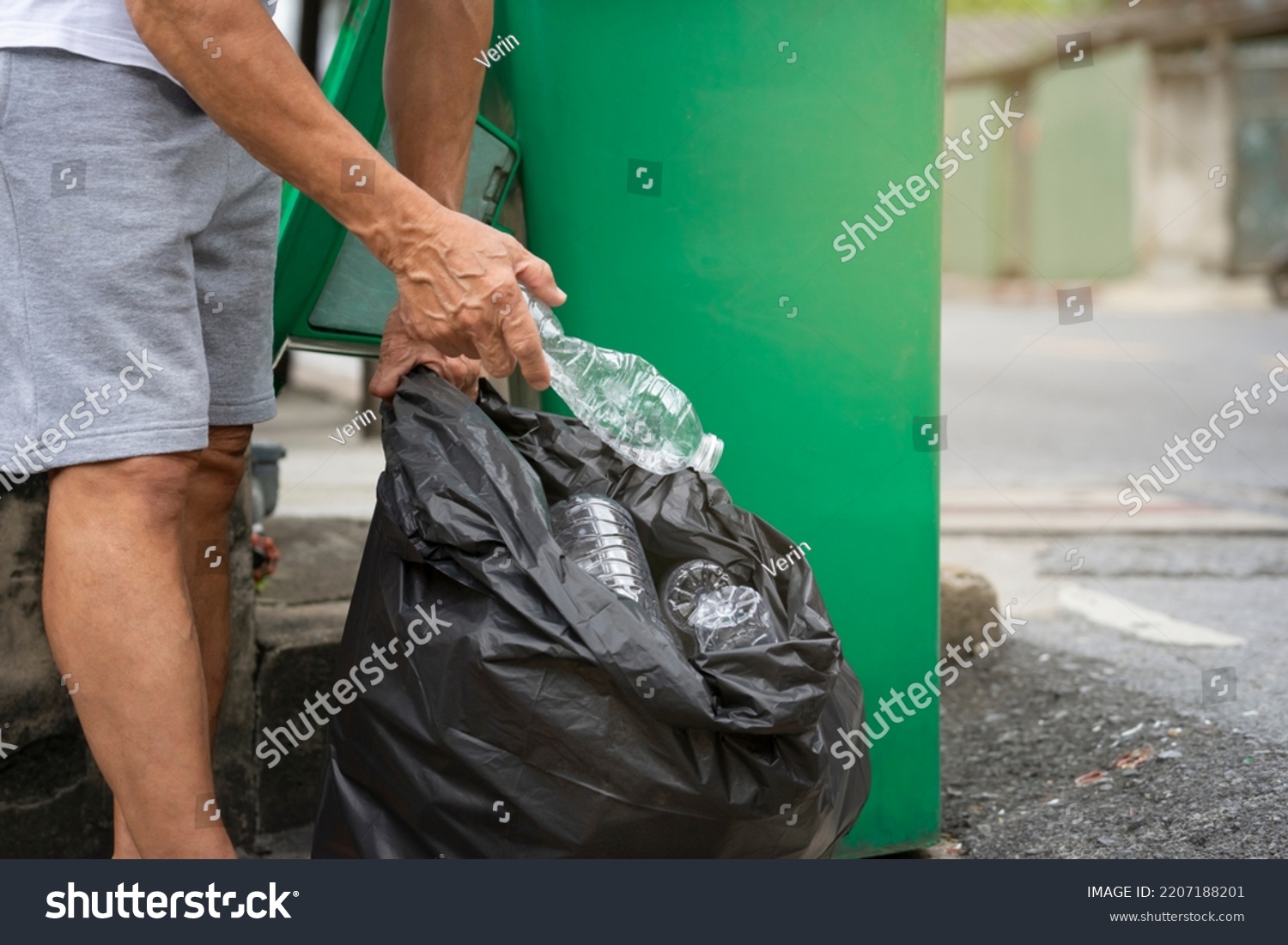 Man Sorting Plastic Bottles Garbage Disposal Stock Photo 2207188201