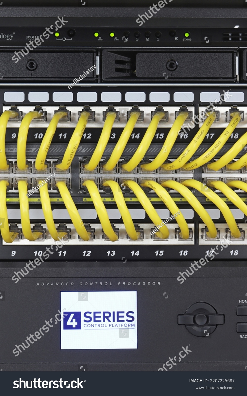 Connecting Ethernet Switch Using Patch Cords Stock Photo 2207225687
