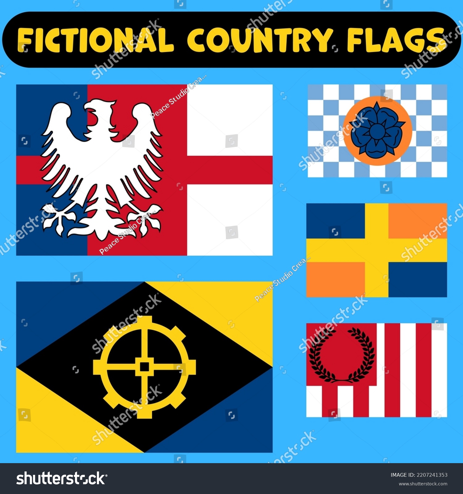 set-fictional-flags-world-fantasy-flags-stock-vector-royalty-free