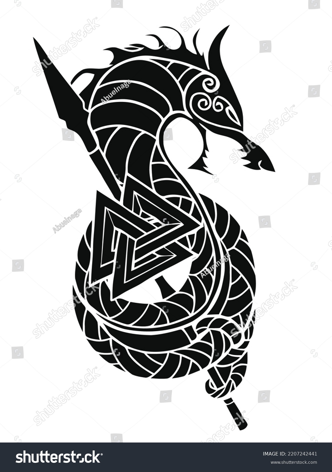 Emblem Dragon Brave Viking Warriors Vector Stock Vector (Royalty Free ...