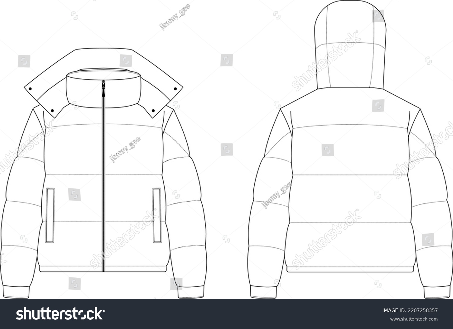 Puffer Jacket Technical Jacket Coat Vector Stock Vector (Royalty Free ...