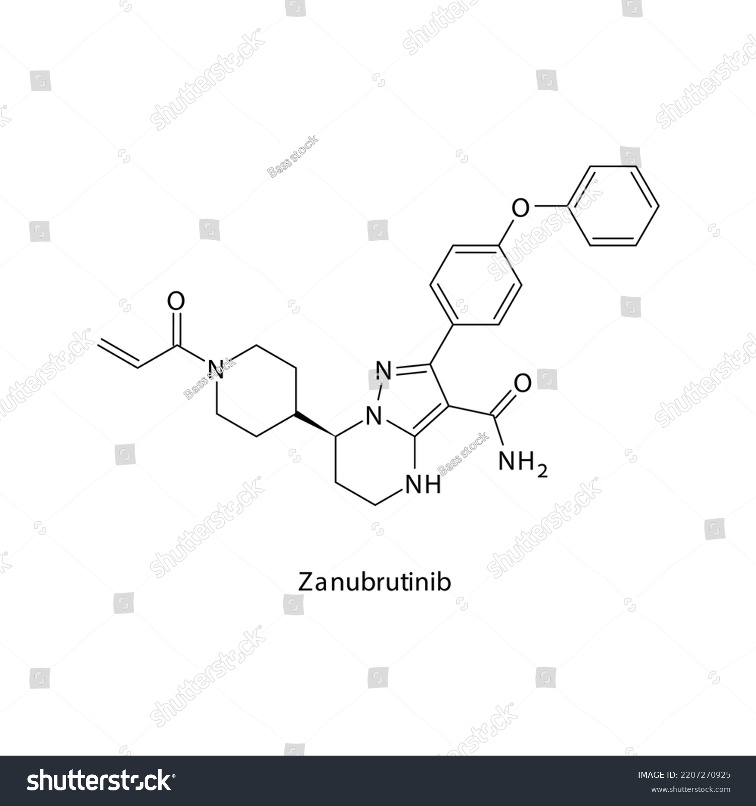 Zanubrutinib Molecule Flat Skeletal Structure Tyrosine: เวกเตอร์สต็อก ...