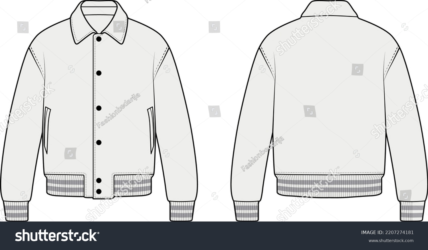 Deck Jacket Blouson Jacket Technical Drawing Stock Vector (Royalty Free ...