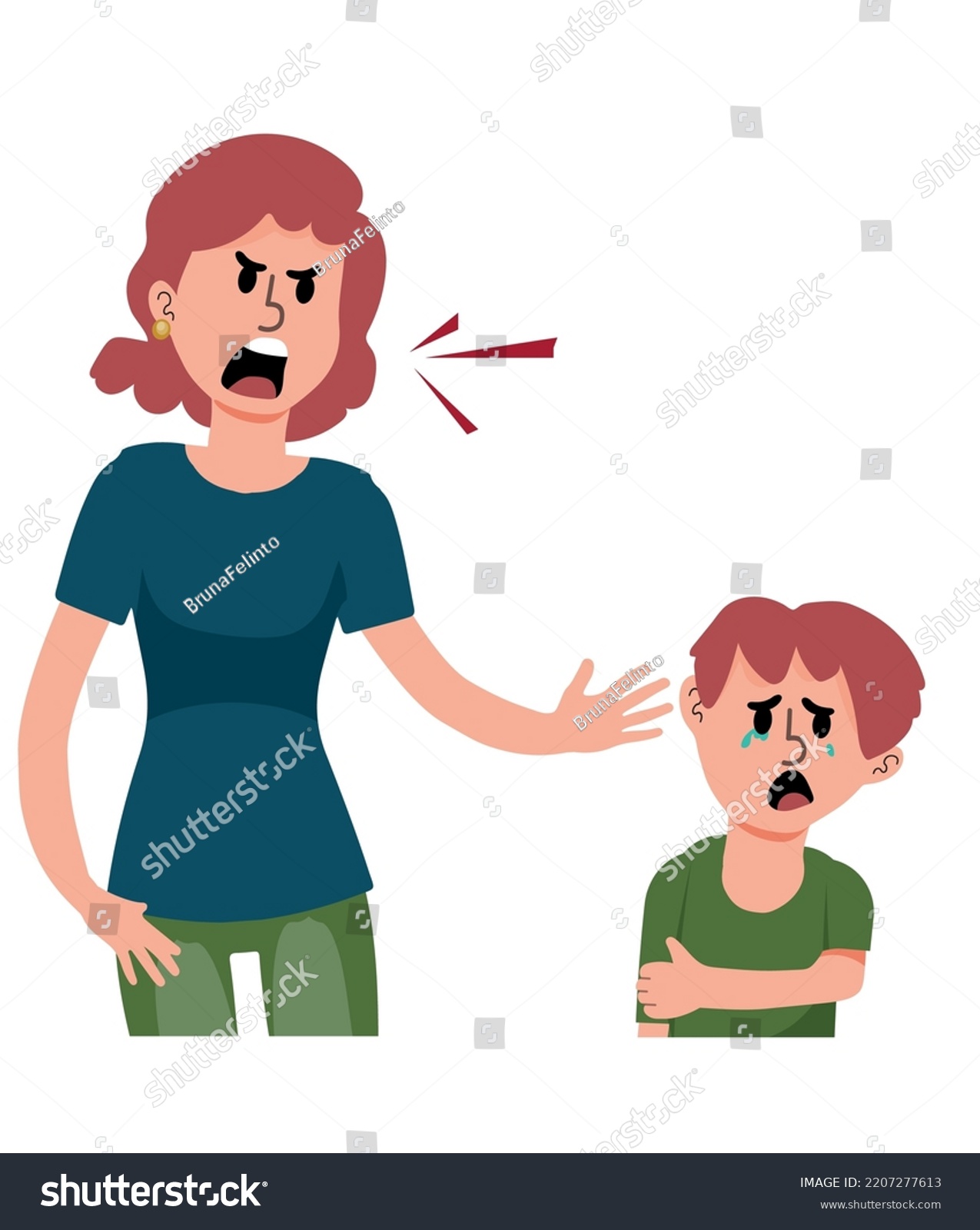 Angry Mother Screams Hits Her Son Stock Vector Royalty Free 2207277613 Shutterstock 