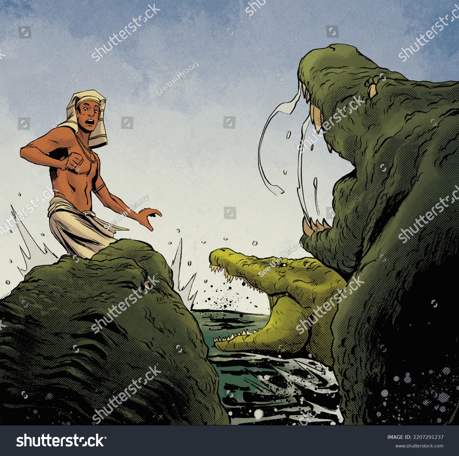 Nile Crocodile Great Predator Ancient Egypt Stock Illustration Nile Crocodile Great Predator Ancient Egypt Stock Illustration