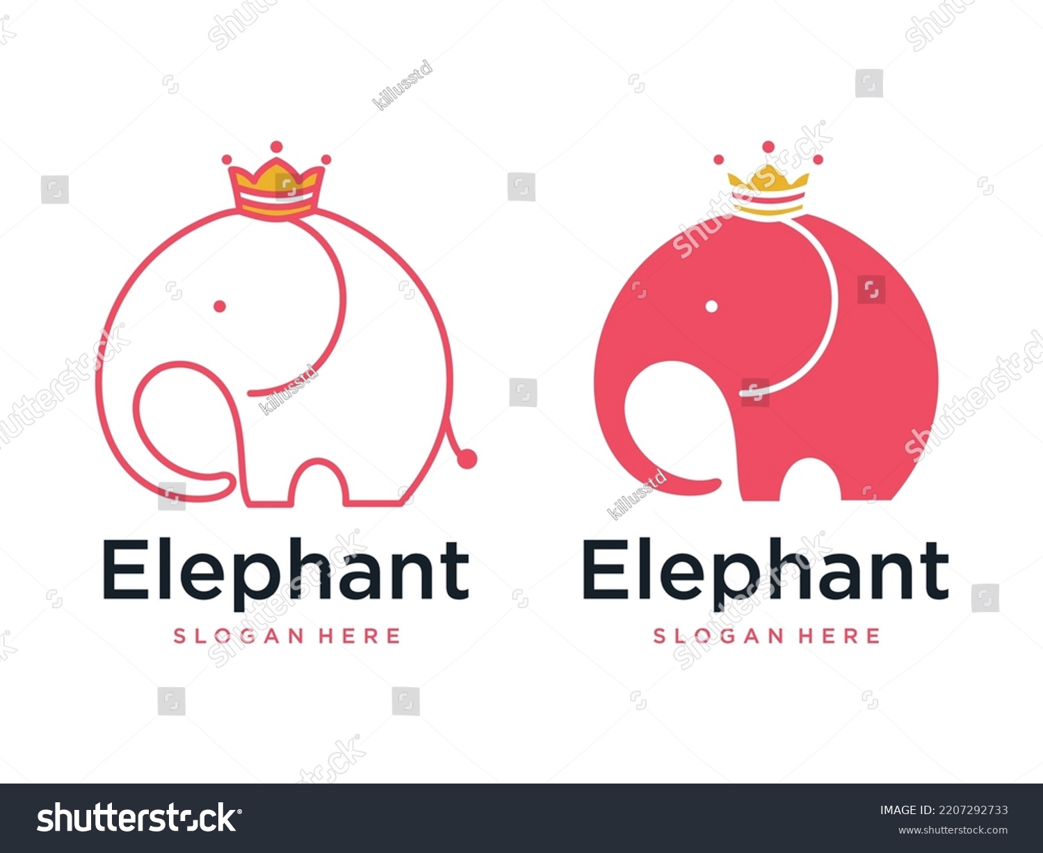 Cute Elephant Crown Logo Design Stock Vector (Royalty Free) 2207292733 ...