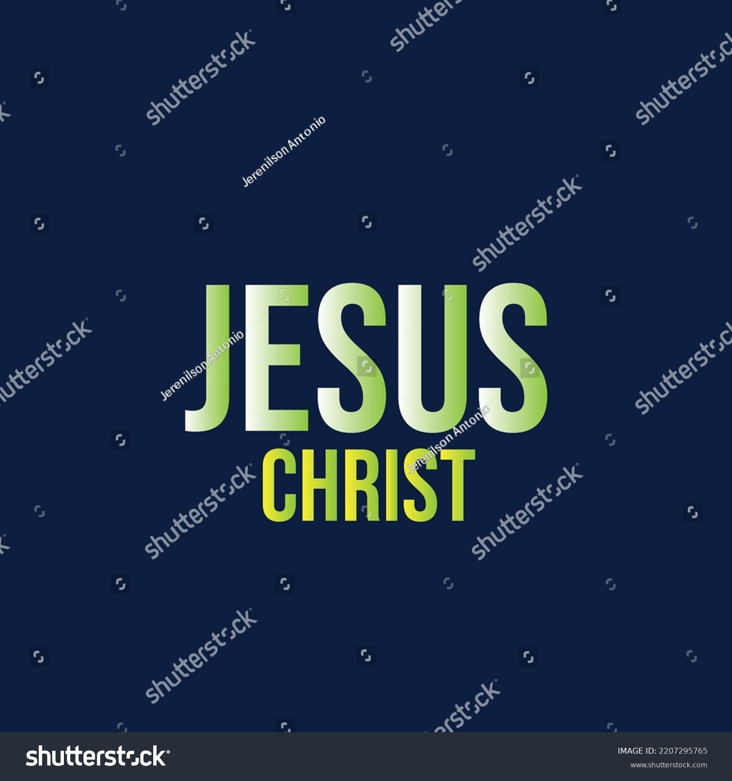 Blue Background Written Jesus Christ Green Stock Vector (royalty Free 