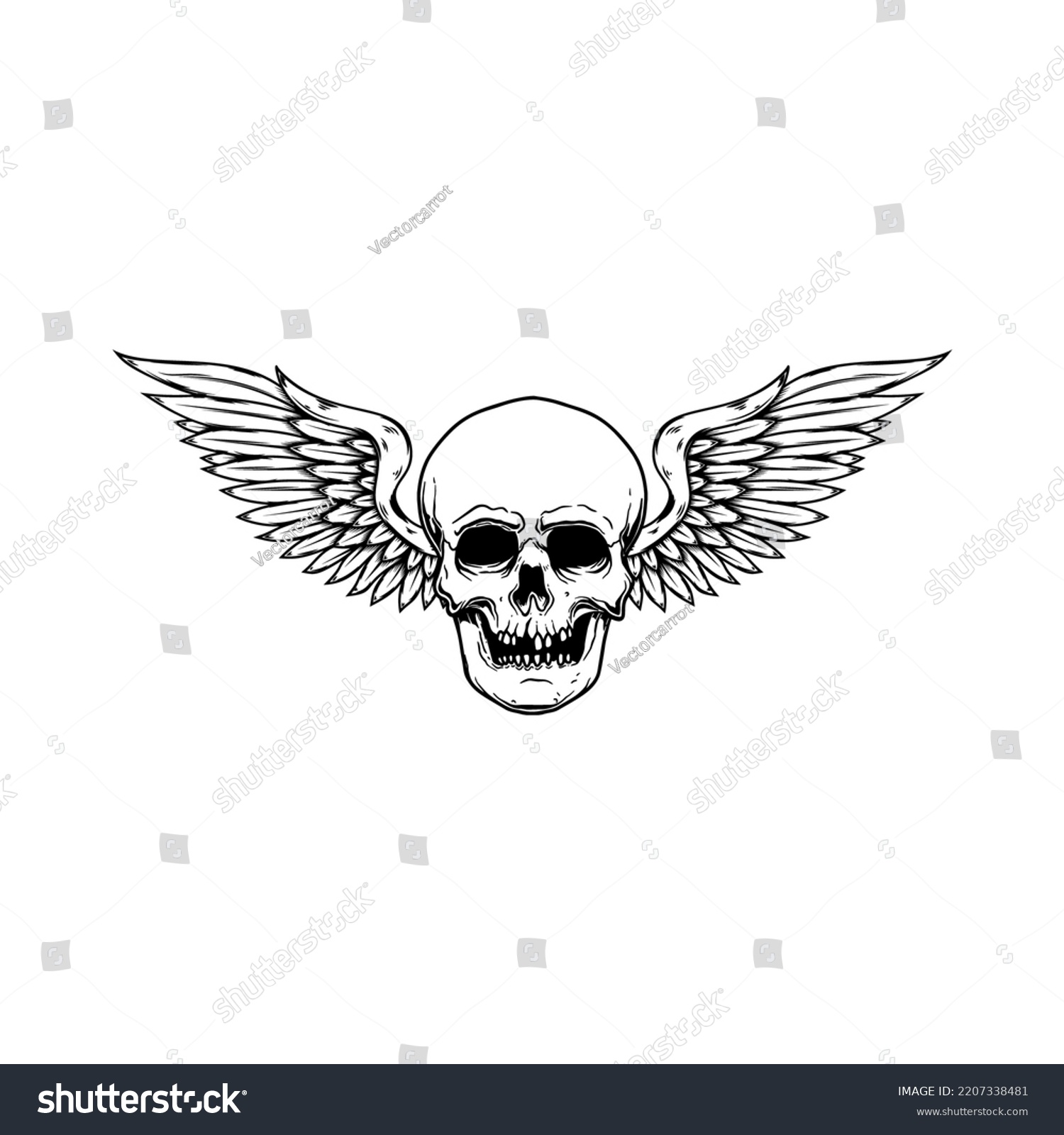 Winged Skull Design Element Emblem Sign Stock Vector (Royalty Free ...