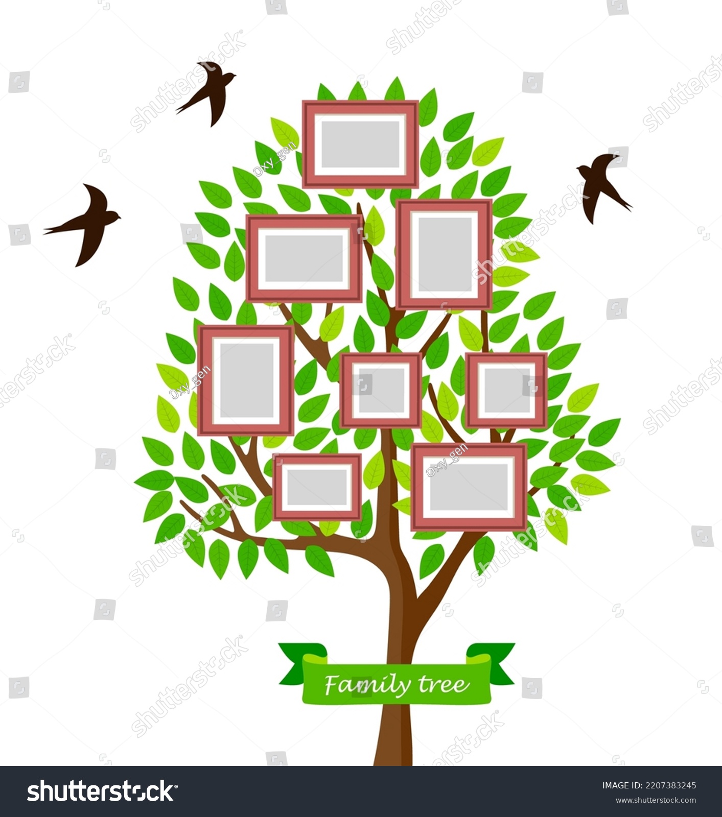 Family Tree Vector Illustration Frames Portraits Stock Vector (Royalty ...