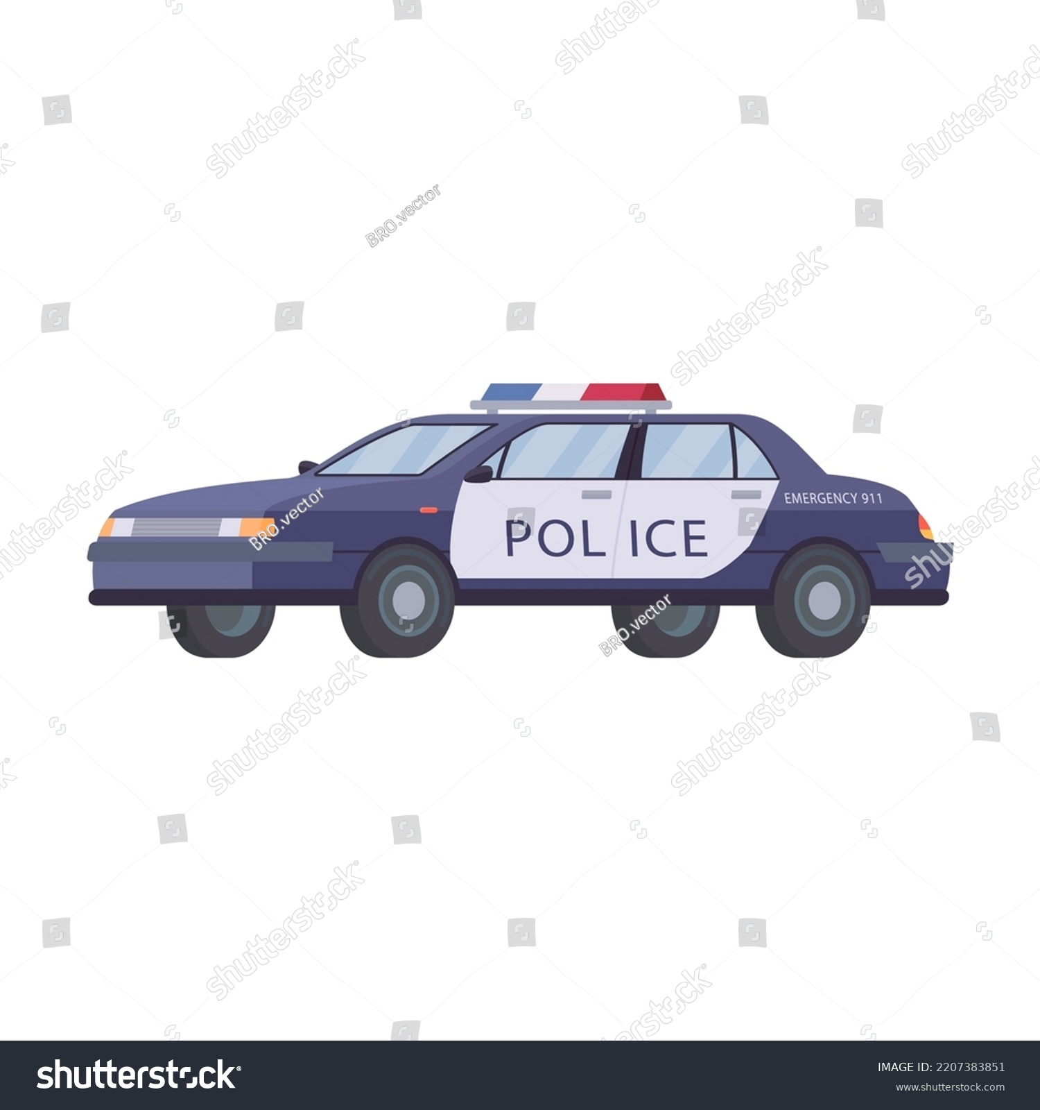 911 Emergency Vehicle Police Car Isolated Stock Vector (Royalty Free ...