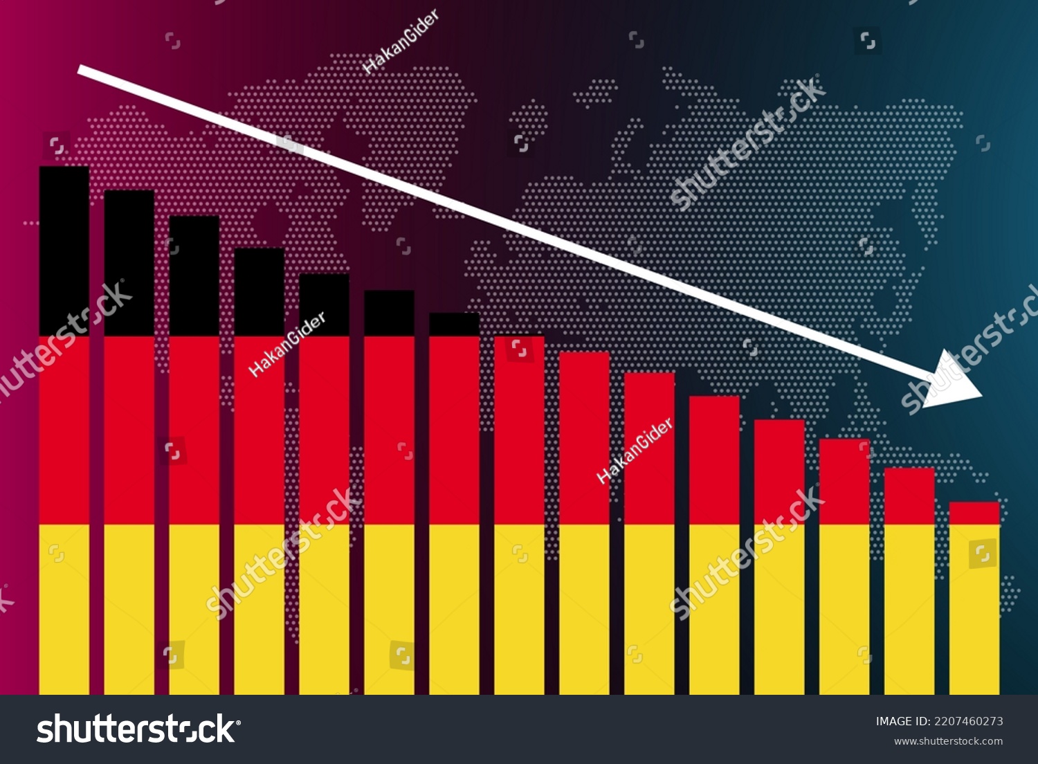 Germany Bar Chart Graph Decreasing Values Stock Vector (Royalty Free