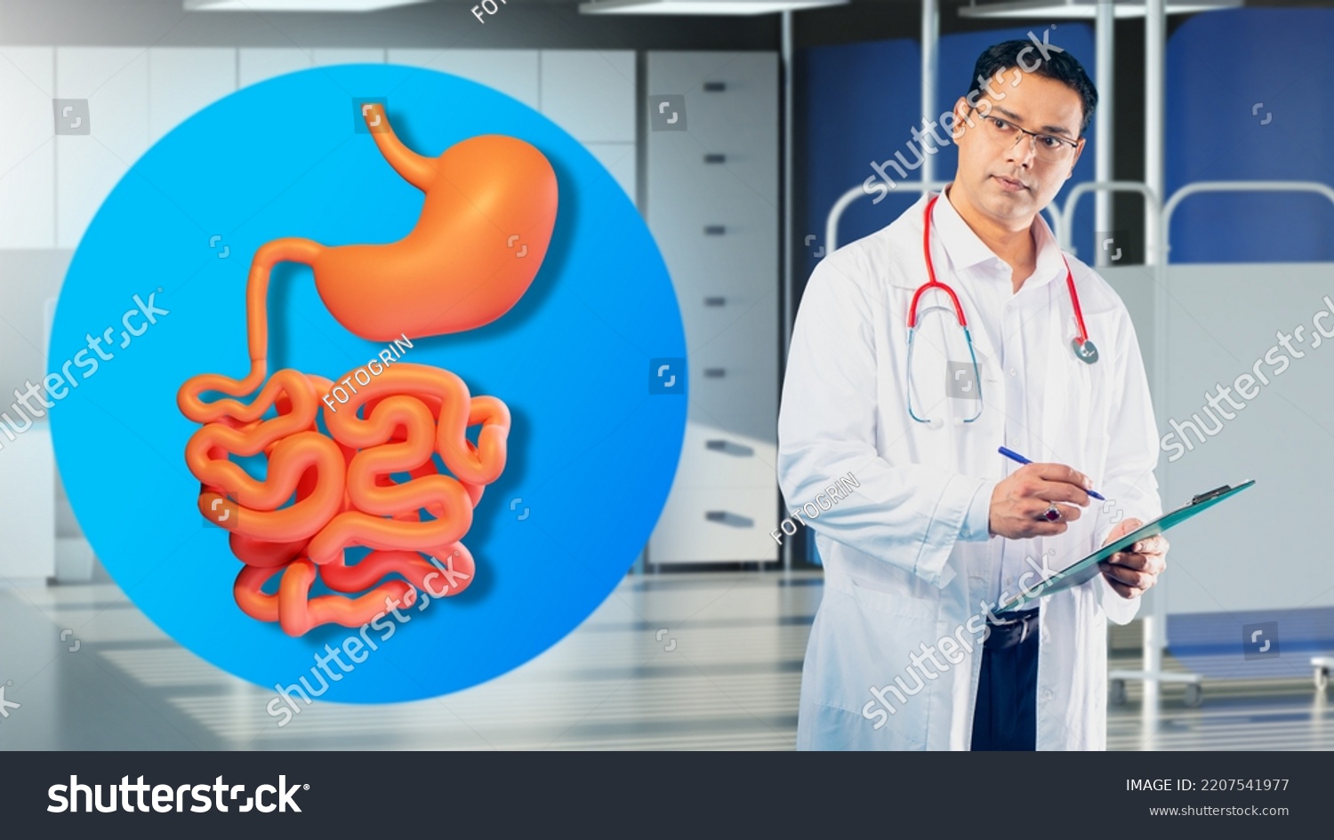 Man Gastroenterologist Doctor Stomach Guy White Stock Photo 2207541977 ...