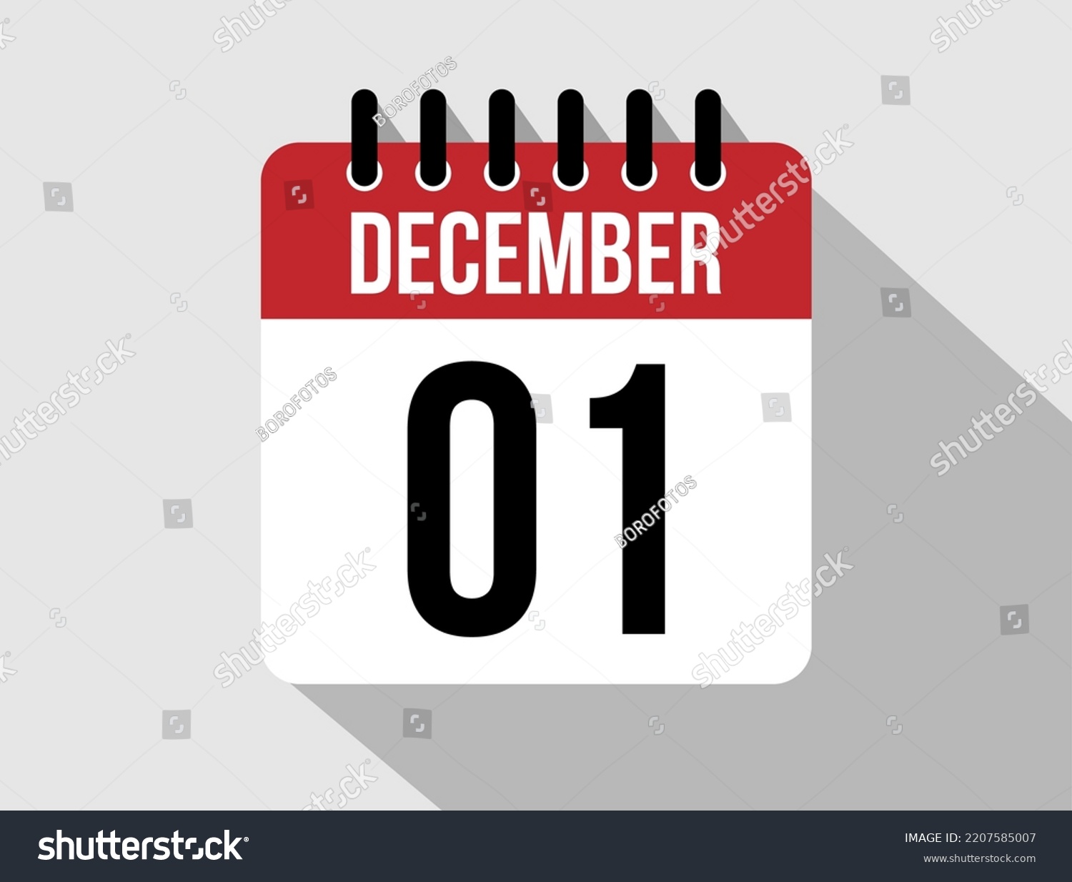 1 December Calendar Vector Icon Red Stock Vector (Royalty Free