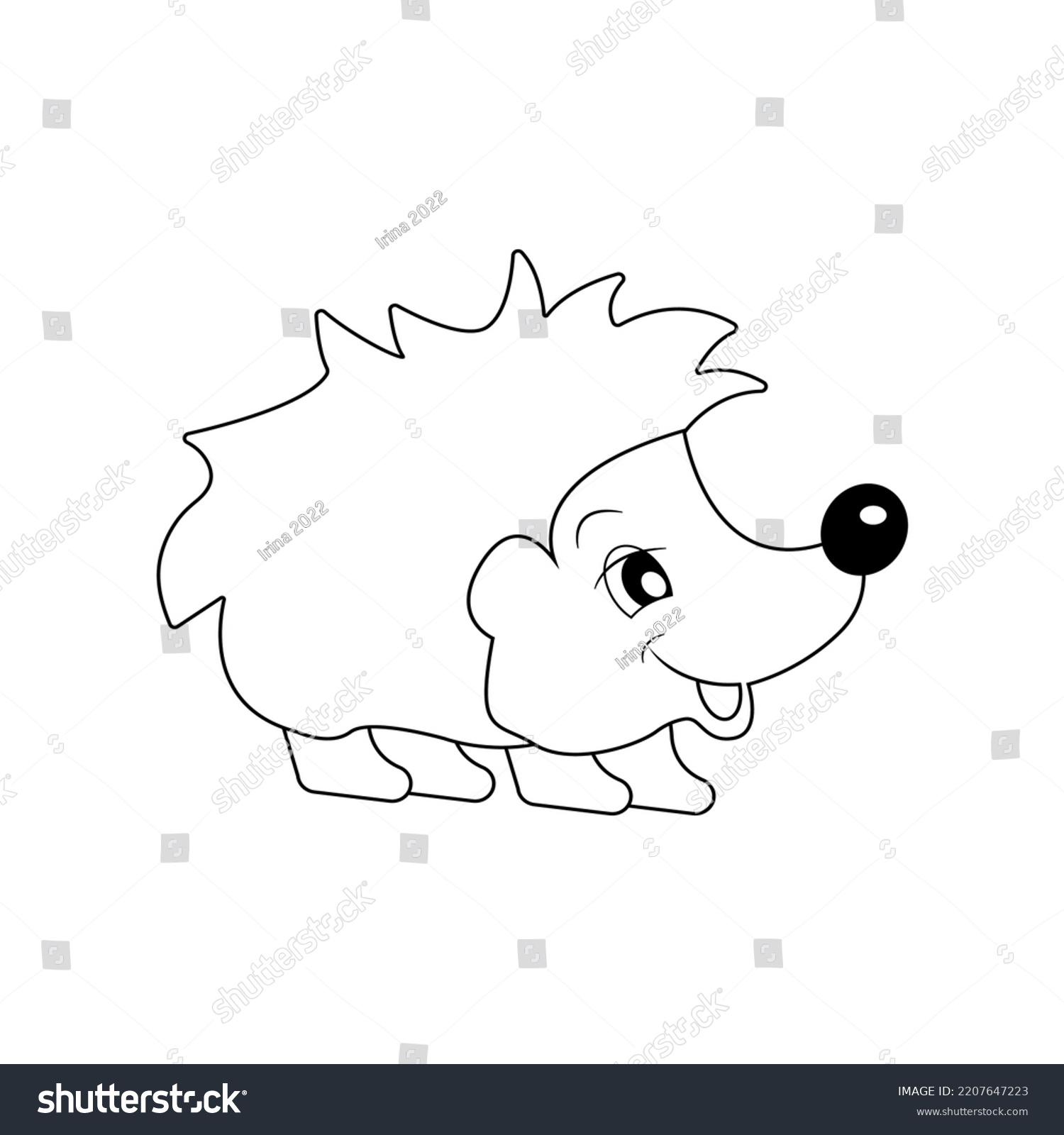 Cute Hedgehog Coloring Book Outline Hedgehog Stock Vector (Royalty Free ...