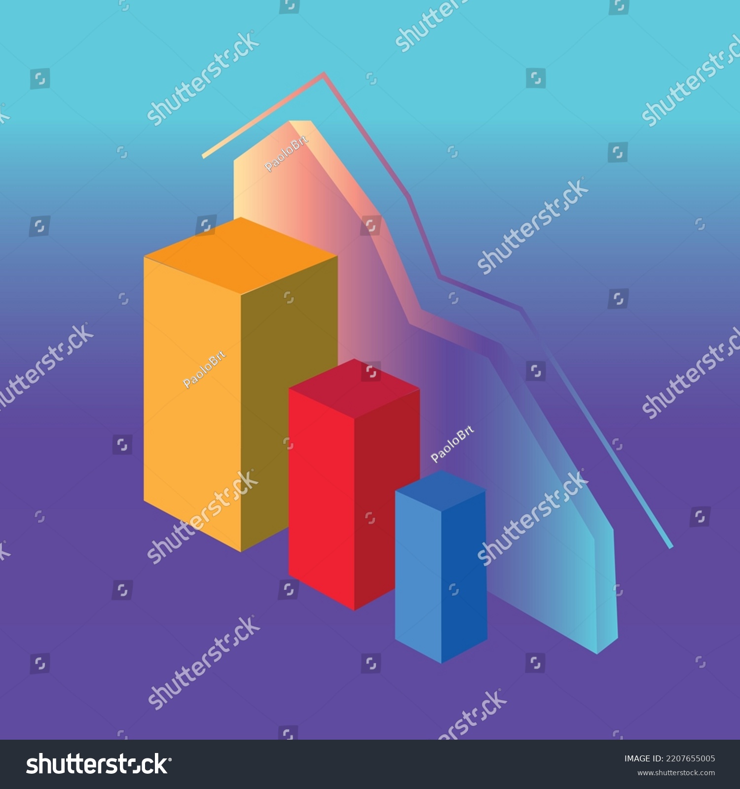 Gradient Chart Bars Template Flat Design Stock Vector (royalty Free 