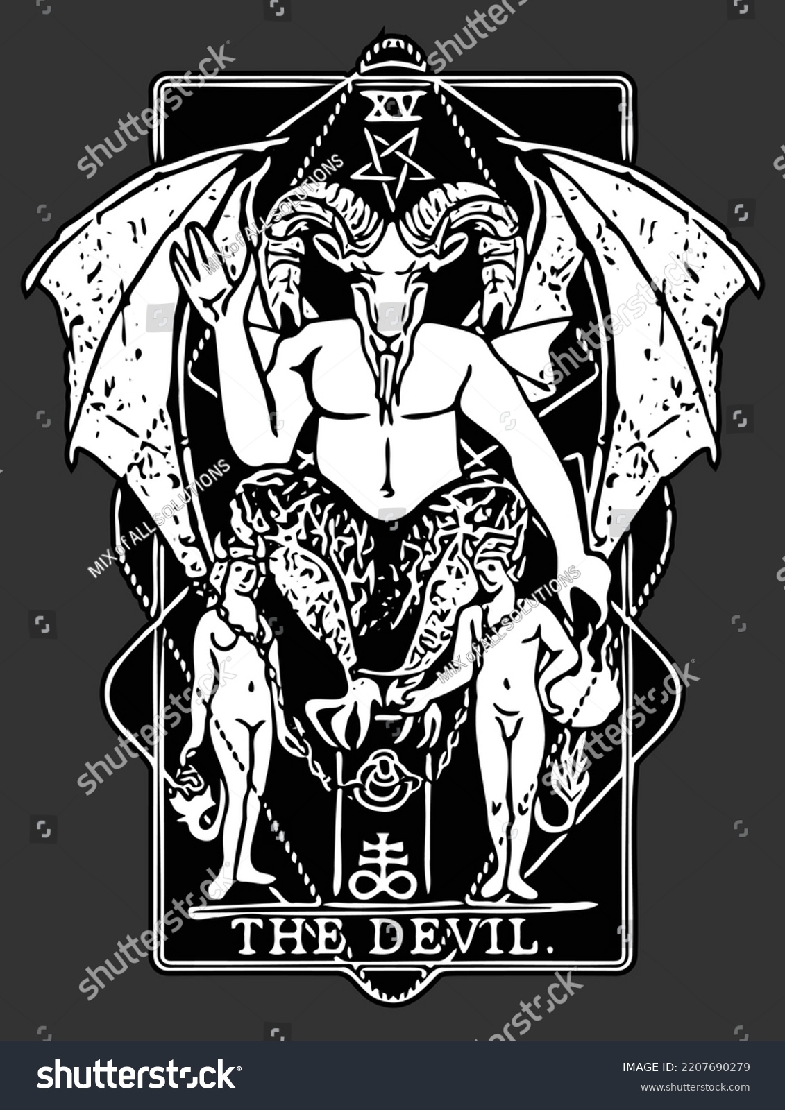 Baphomet Vector Illustration Engraving Technique Demon Stock Vector ...