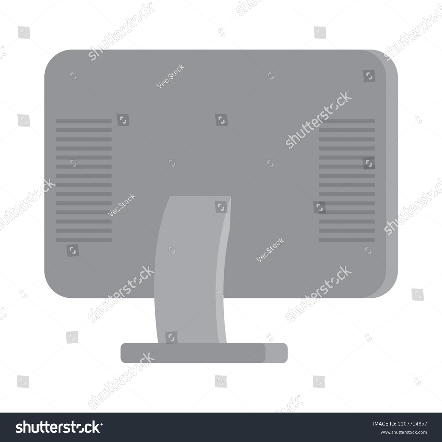 Back Monitor Computer On White Background Stock Vector (Royalty Free