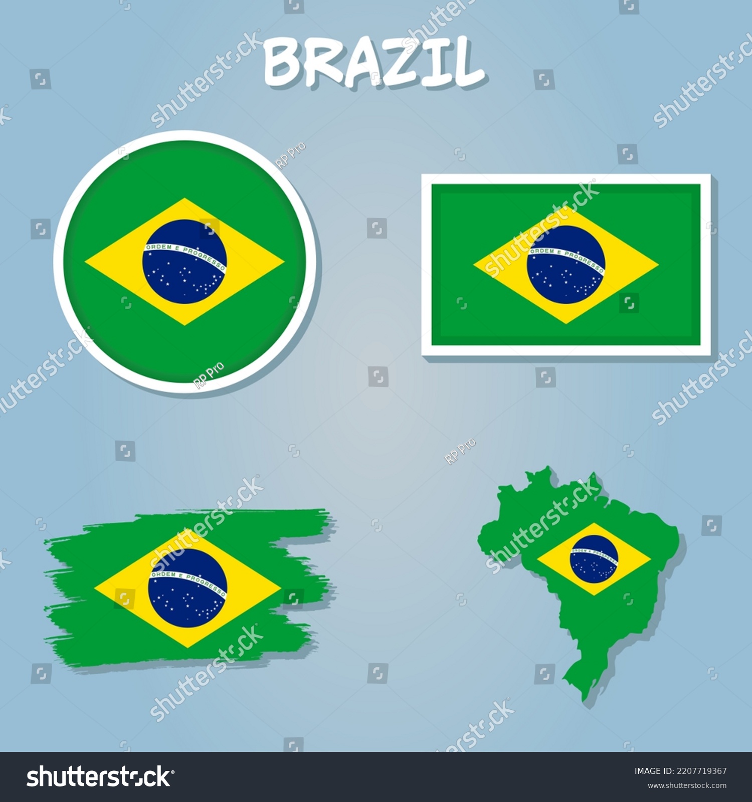 Flat Simple Brazil Map Vector Background Stock Vector Royalty Free 2207719367 Shutterstock