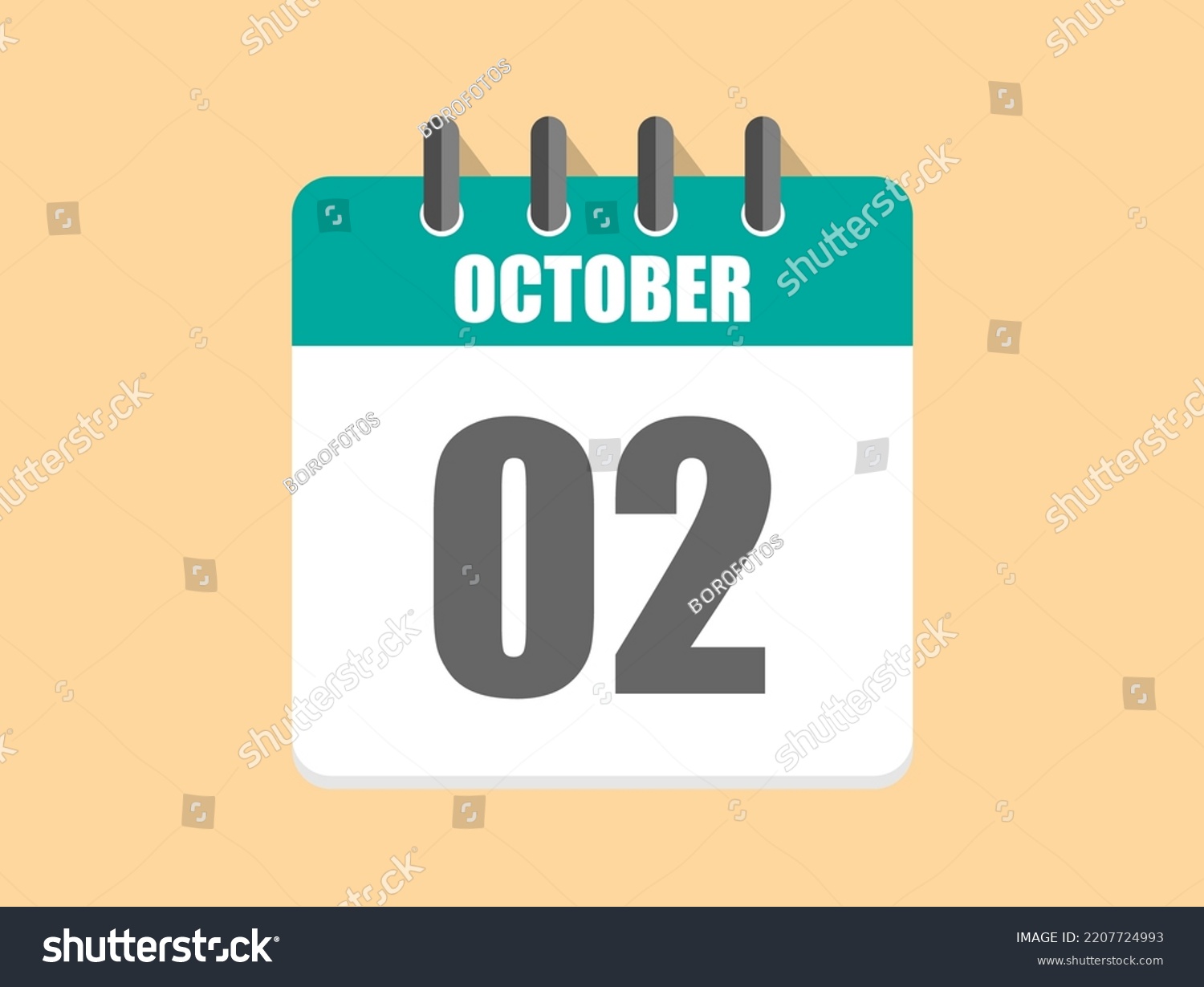 2 Day October Green Calendar Icon Stock Vector (Royalty Free ...