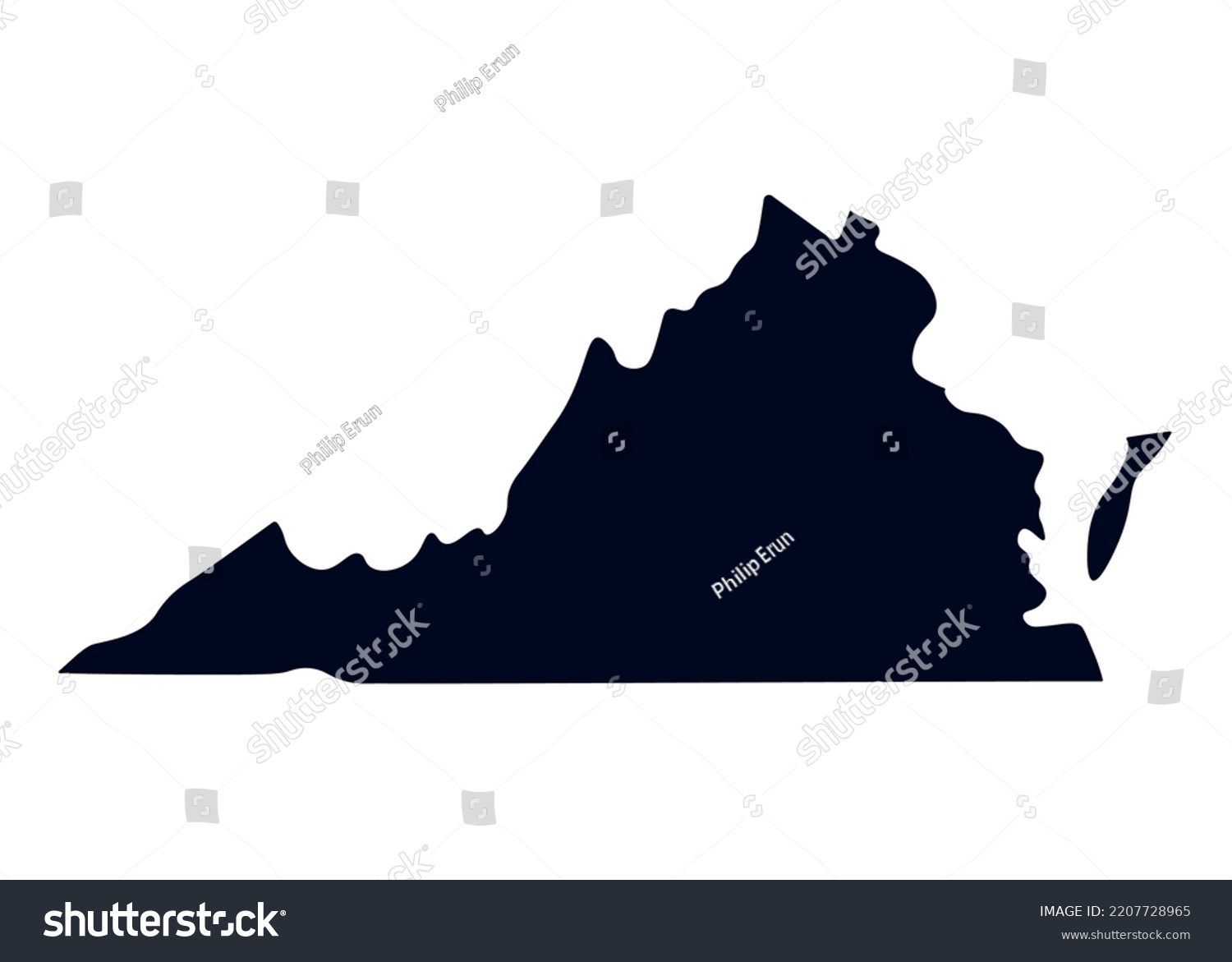 Map State Virginia Map Us State Stock Vector (Royalty Free) 2207728965 ...