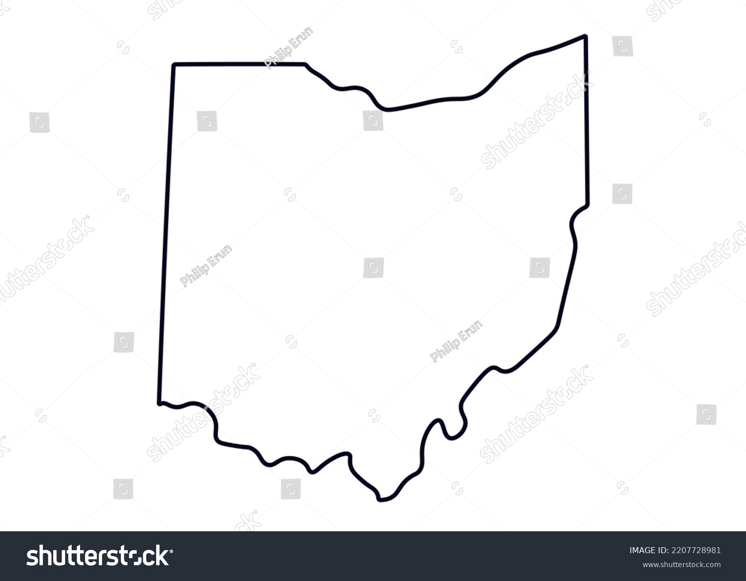 Map State Ohio Map Us State Stock Vector (Royalty Free) 2207728981 ...