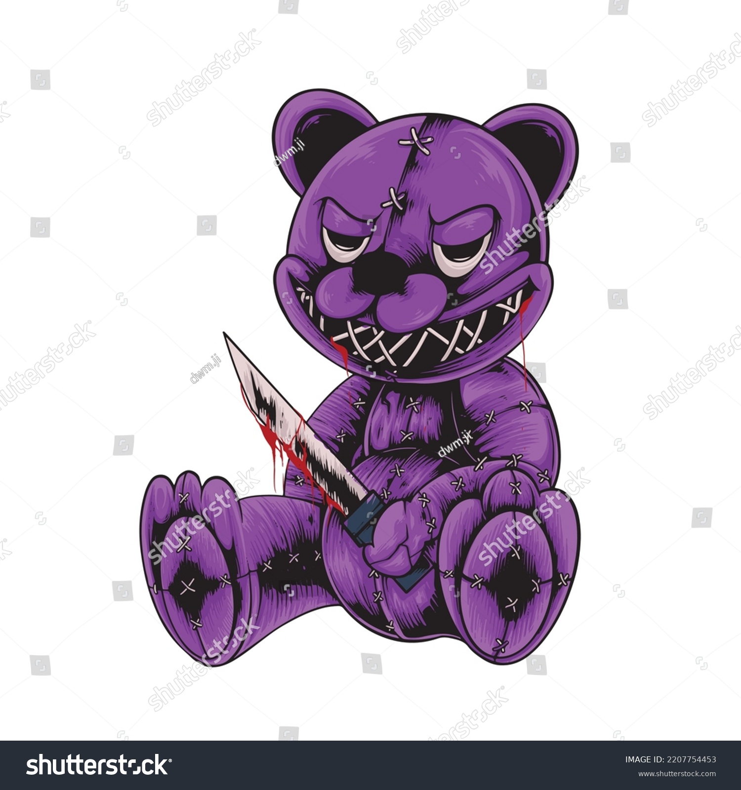 Creepy Teddy Bear Design Illustration Tshirt Stock Vector Royalty Free