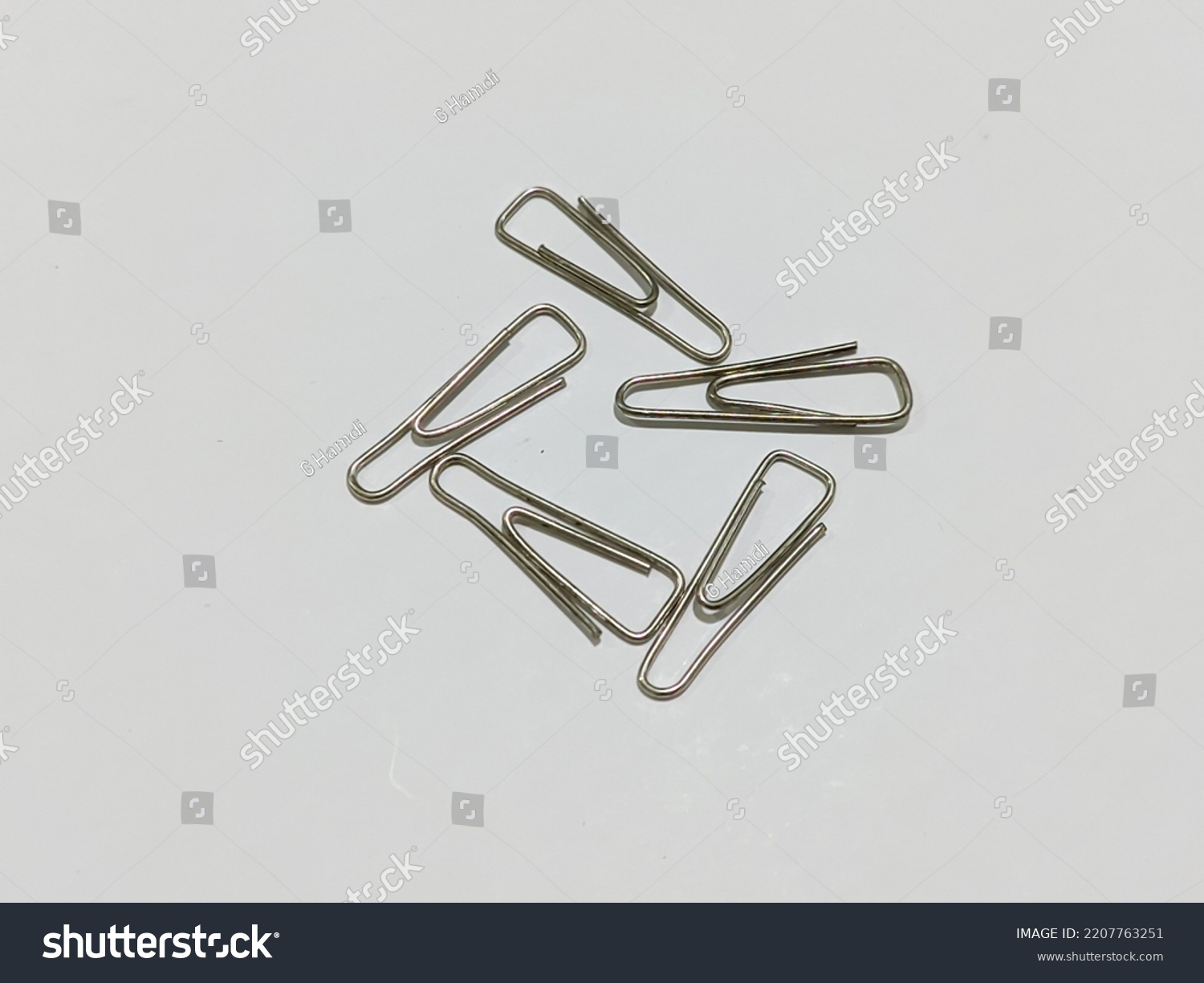 Close Trigonal Paper Clips White Background Stock Photo 2207763251 ...