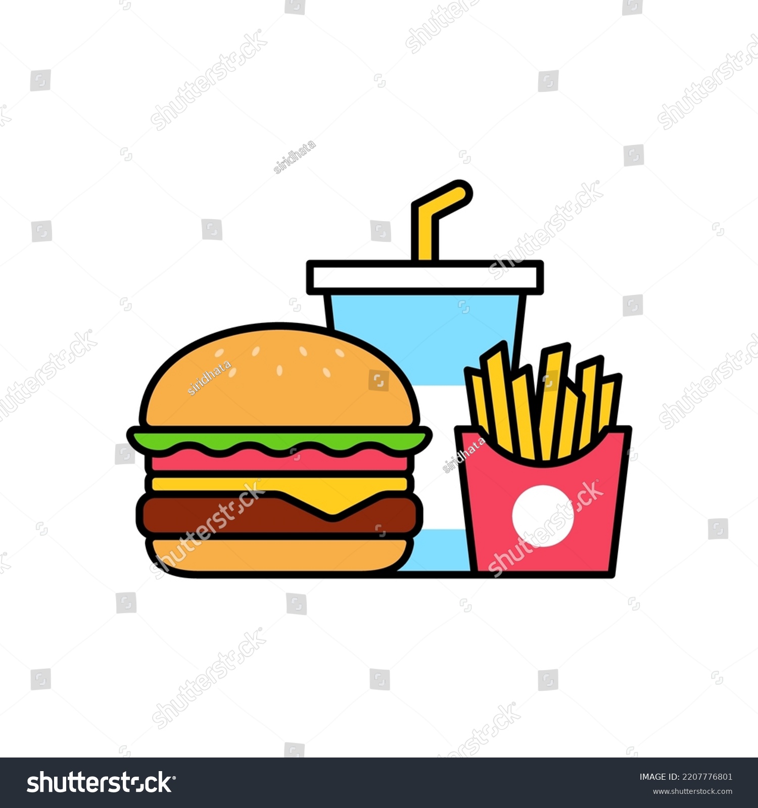 Vector Burger Fries Drink Fast Food Stock Vector Royalty Free 2207776801 Shutterstock 0638